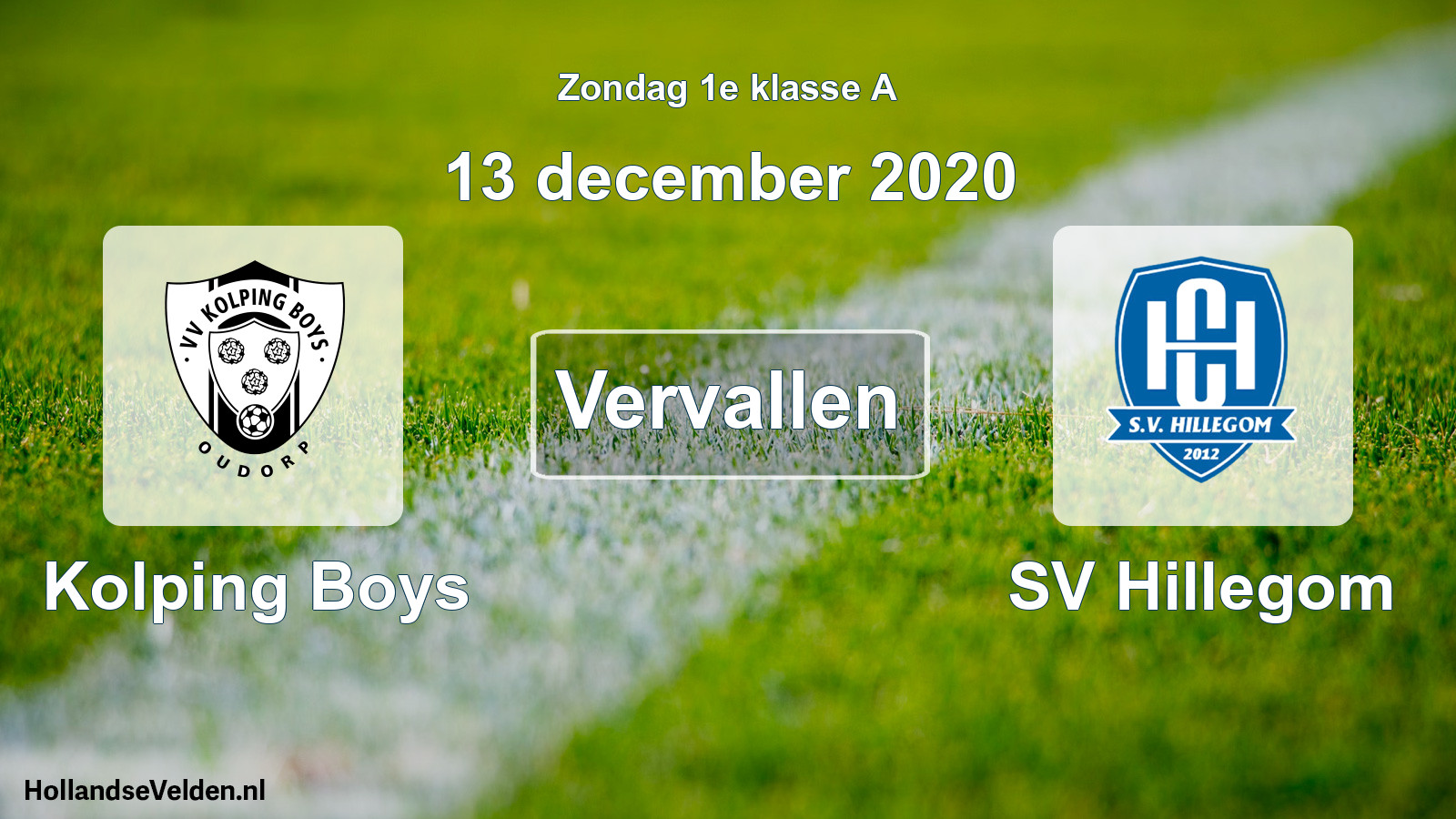 Scheduled Match: Kolping Boys - SV Hillegom (13 December 2020)