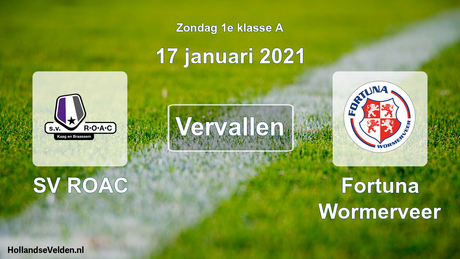 Scheduled Match: SV ROAC - Fortuna Wormerveer (17 January 2021)