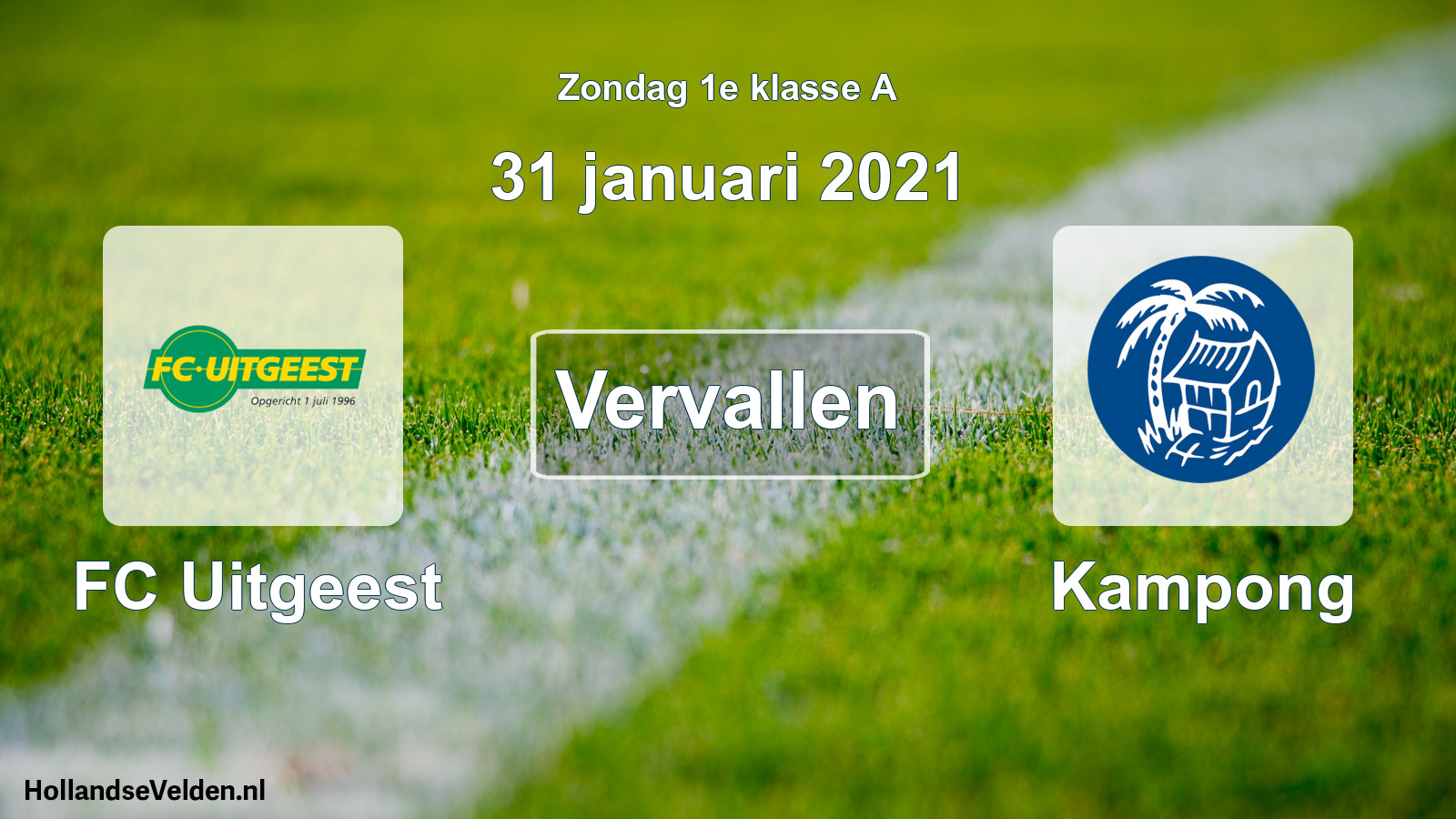 Scheduled Match: FC Uitgeest - Kampong (31 January 2021)