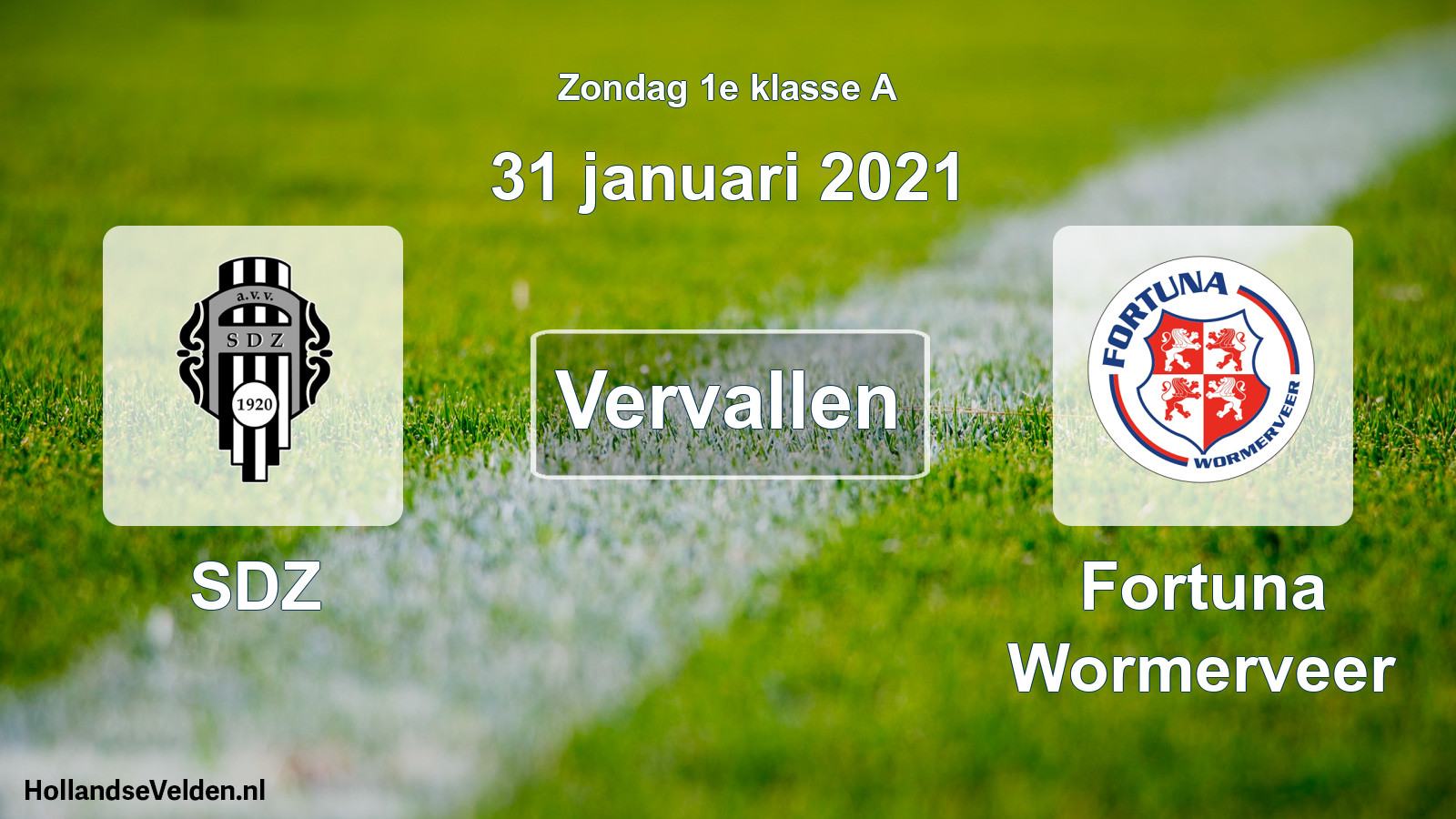 Scheduled Match: SDZ - Fortuna Wormerveer (31 January 2021)