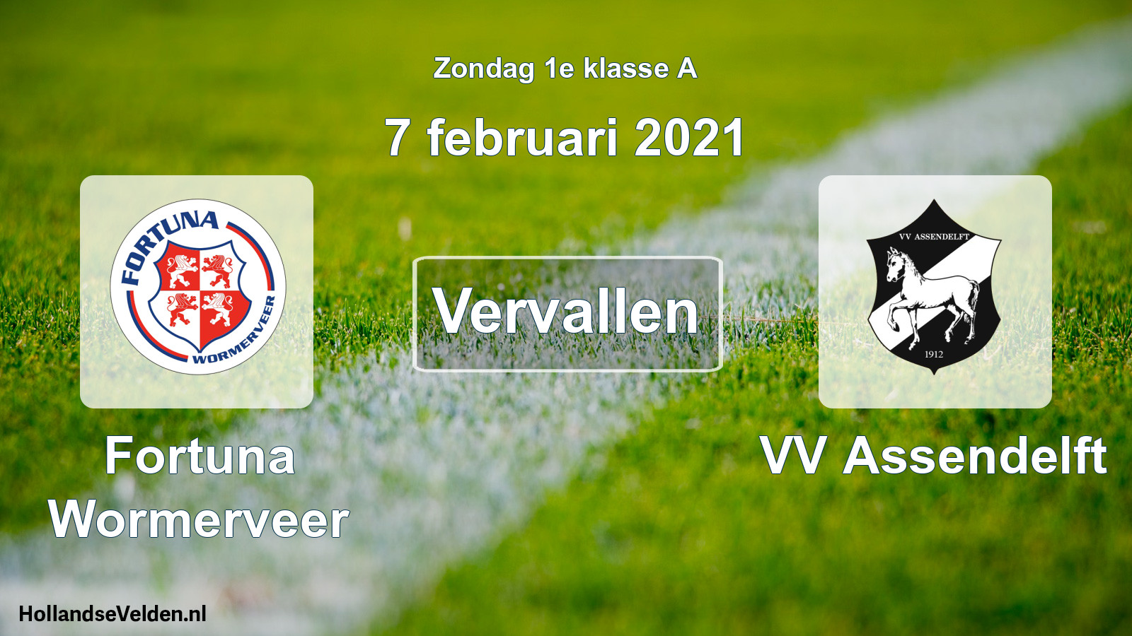 Scheduled Match: Fortuna Wormerveer - VV Assendelft (7 February 2021)