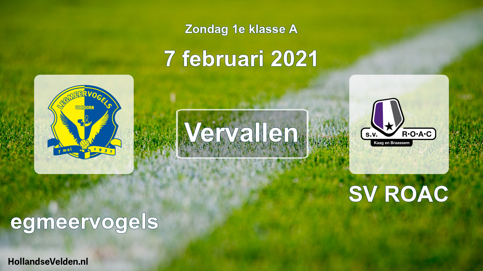 Scheduled Match: Legmeervogels - SV ROAC (7 February 2021)