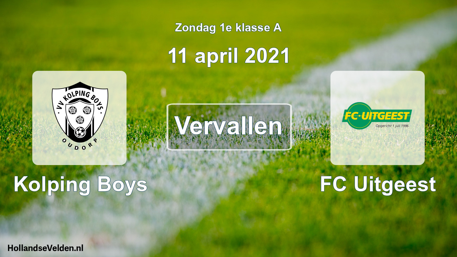 Scheduled Match: Kolping Boys - FC Uitgeest (11 April 2021)
