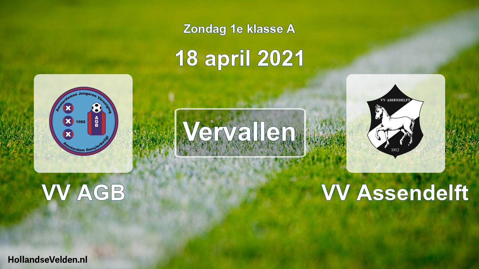 Scheduled Match: VV AGB - VV Assendelft (18 April 2021)