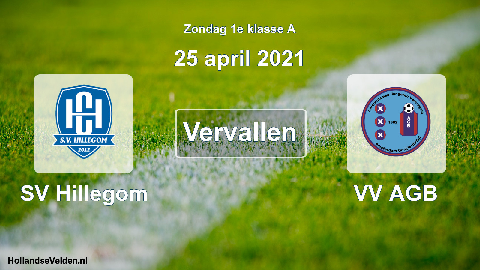 Scheduled Match: SV Hillegom - VV AGB (25 April 2021)