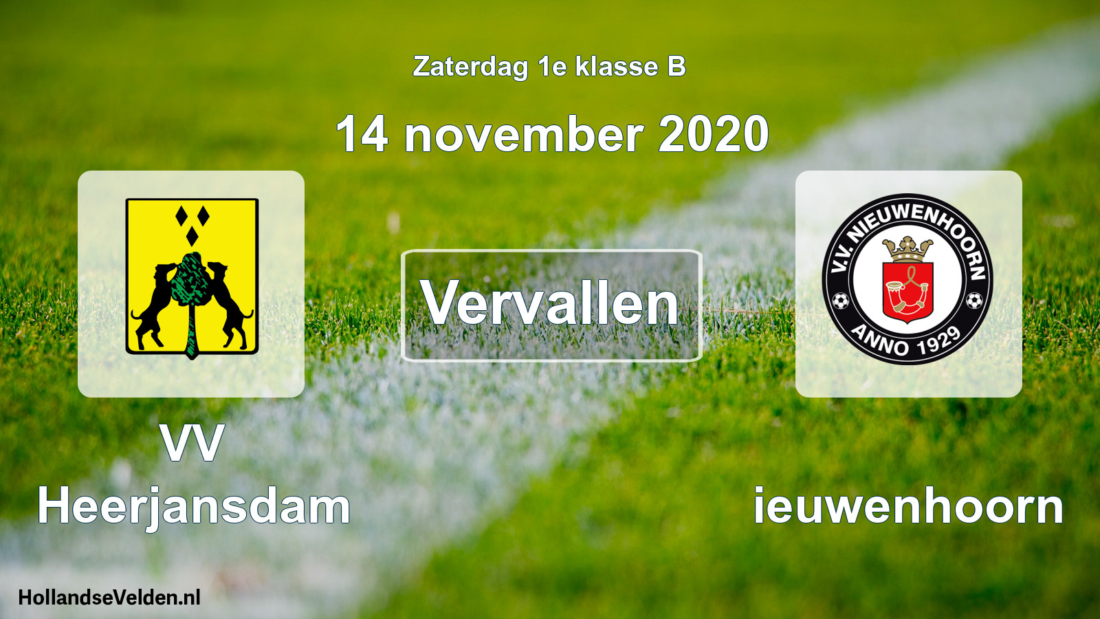 Scheduled Match: VV Heerjansdam - Nieuwenhoorn (14 November 2020)