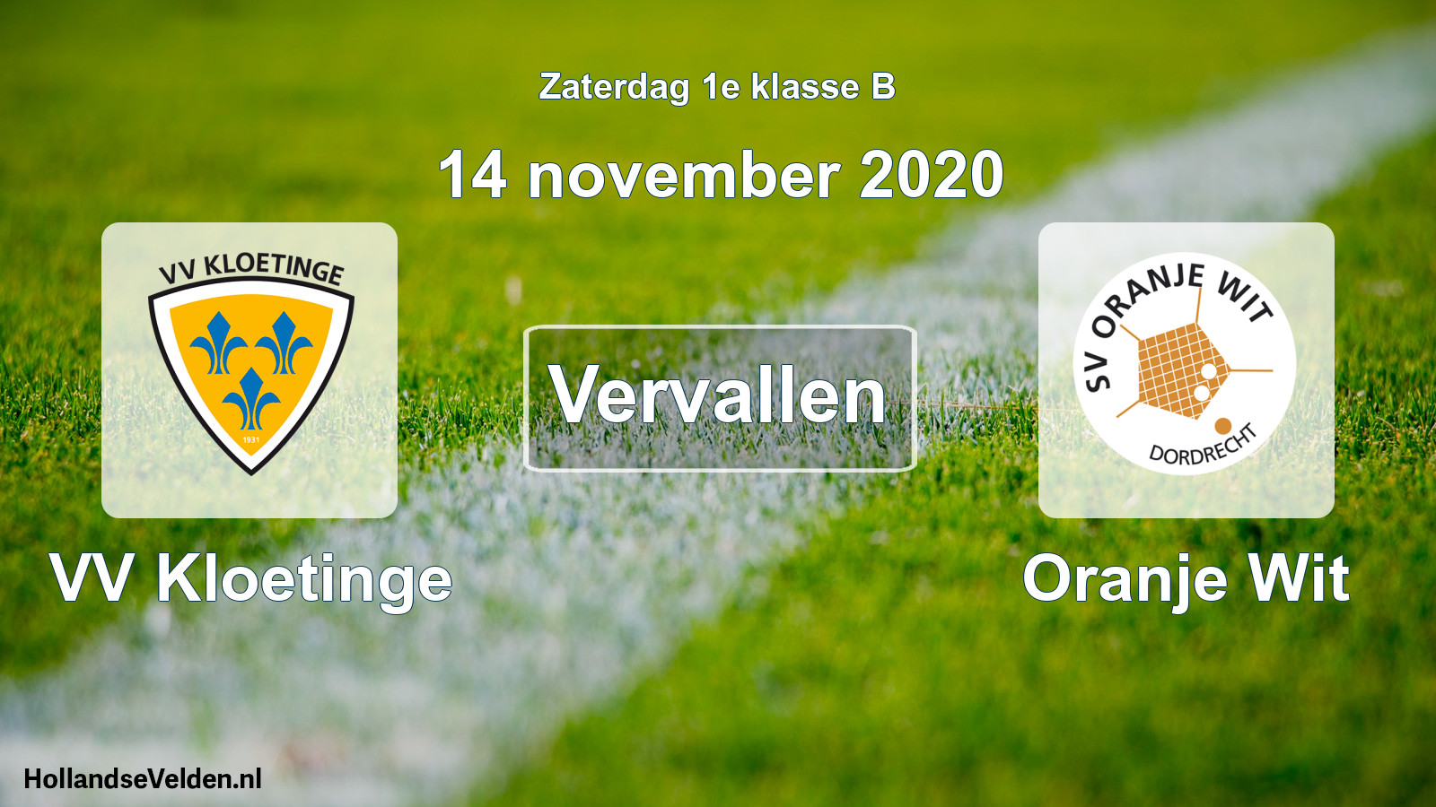 Scheduled Match: VV Kloetinge - Oranje Wit (14 November 2020)