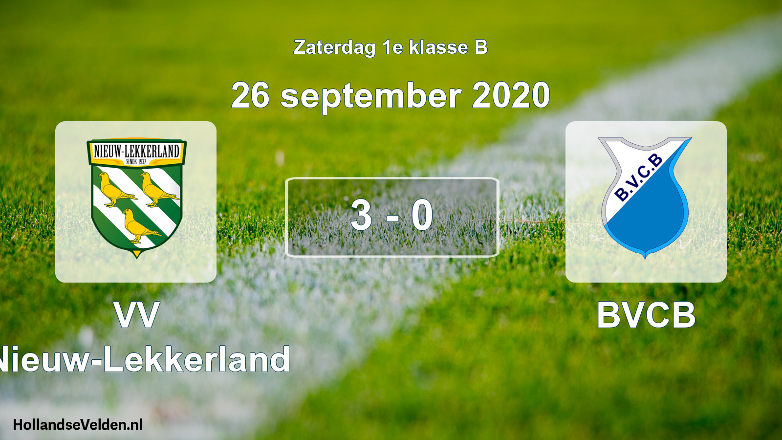 Total number of matches played: VV Nieuw-Lekkerland - BVCB 3 - 0 (26 September 2020)