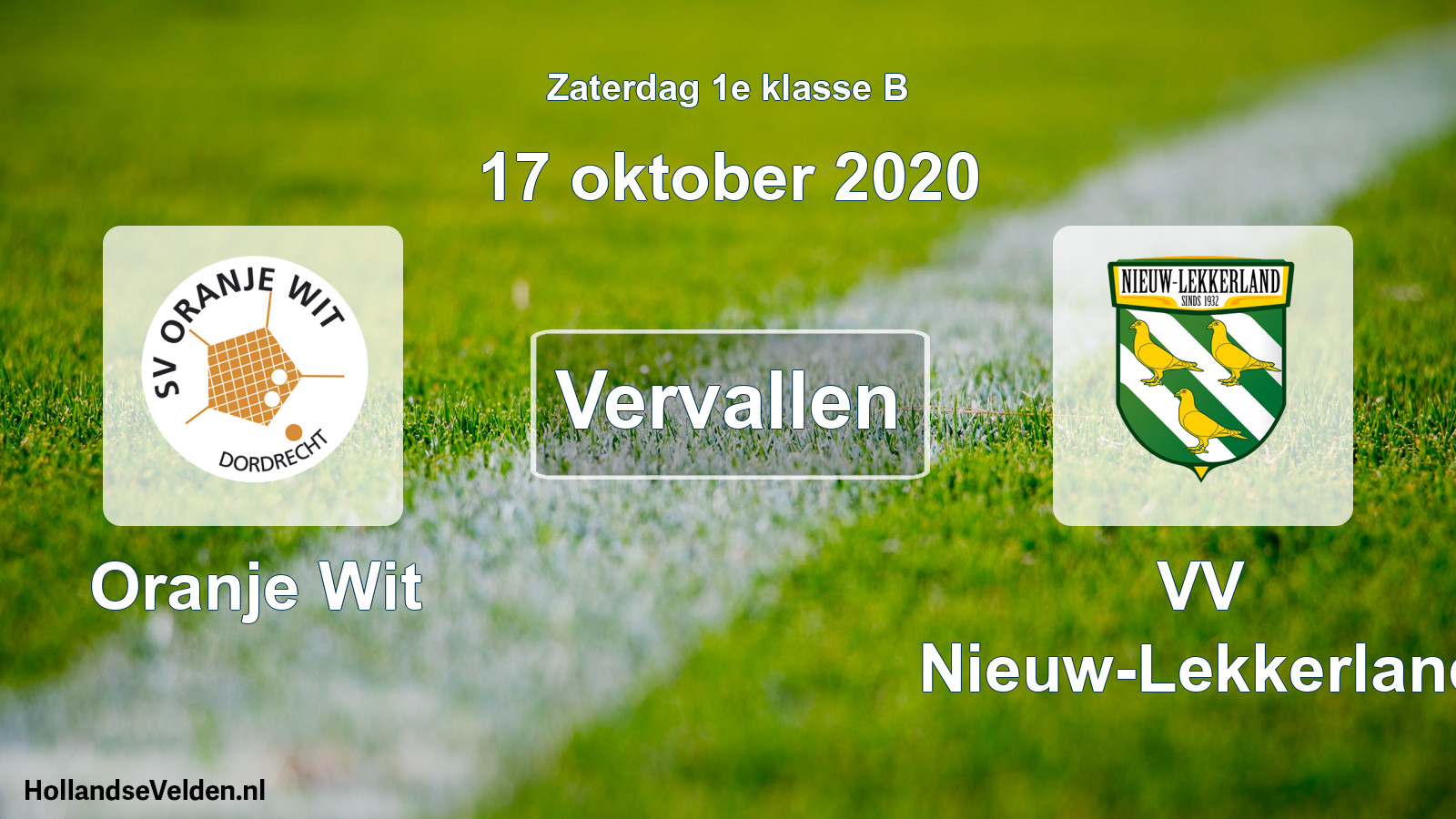 Scheduled Match: Oranje Wit - VV Nieuw-Lekkerland (17 October 2020)