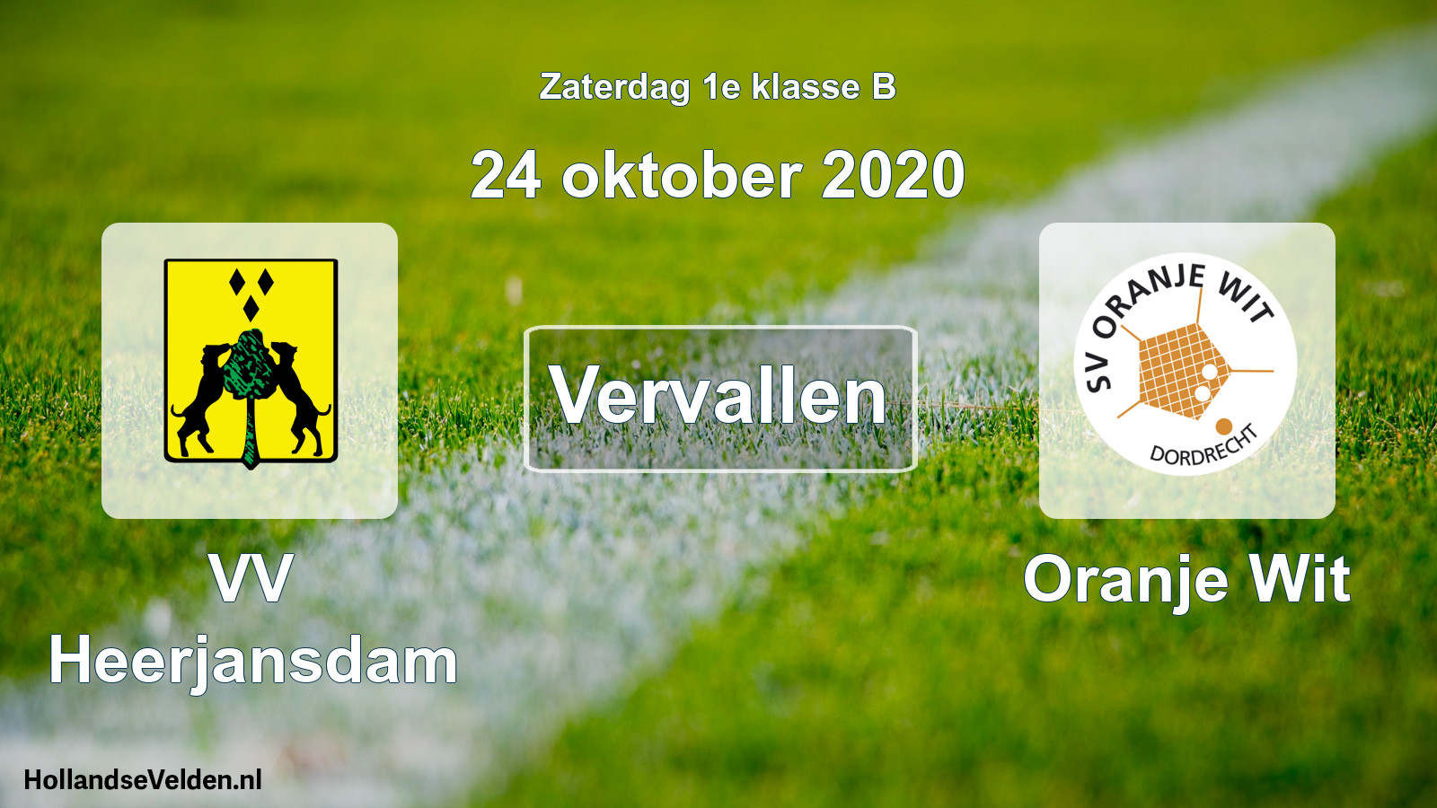 Scheduled Match: VV Heerjansdam - Oranje Wit (24 October 2020)