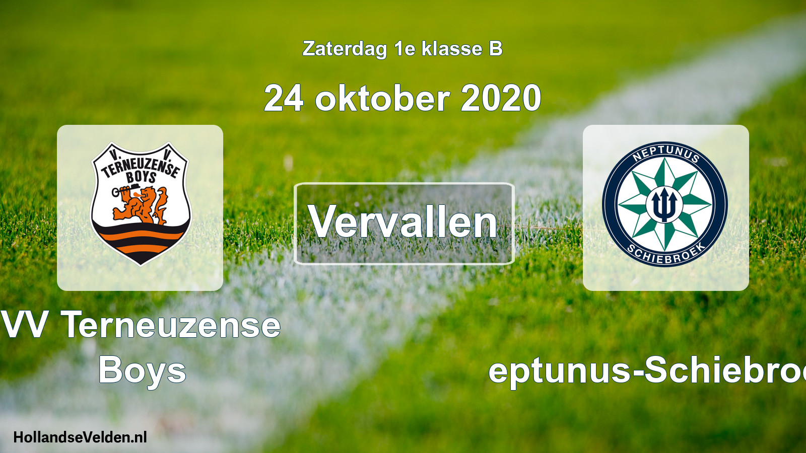 Scheduled Match: VV Terneuzense Boys - Neptunus-Schiebroek (24 October 2020)