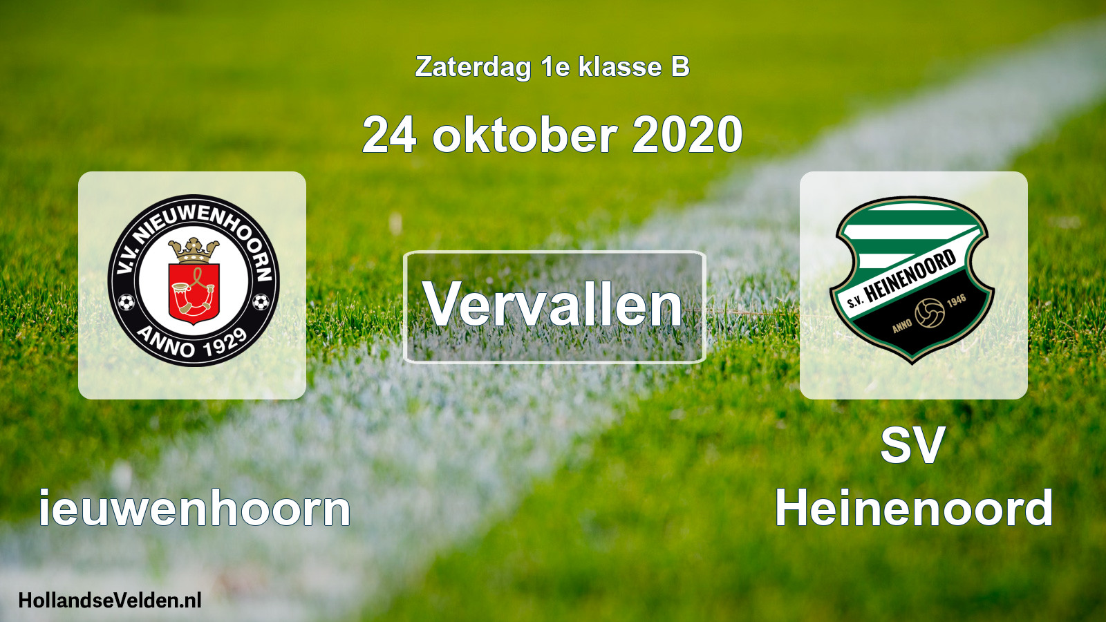 Scheduled Match: Nieuwenhoorn - SV Heinenoord (24 October 2020)