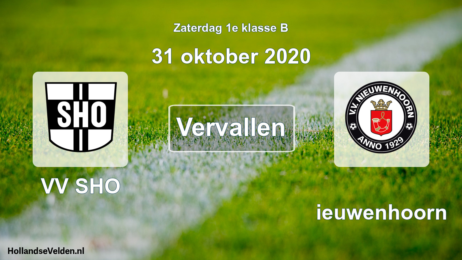 Scheduled Match: VV SHO - Nieuwenhoorn (31 October 2020)