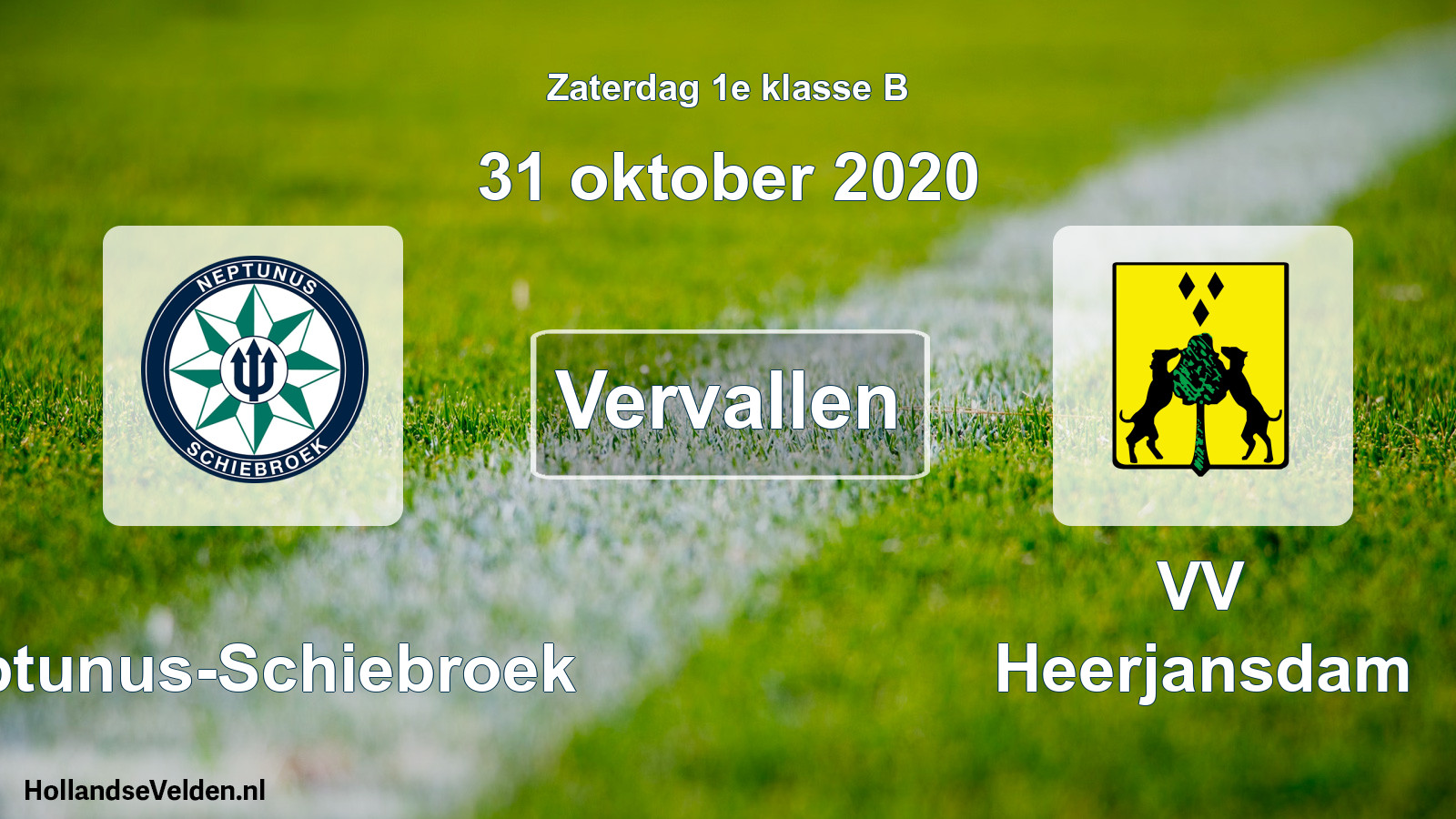 Scheduled Match: Neptunus-Schiebroek - VV Heerjansdam (31 October 2020)