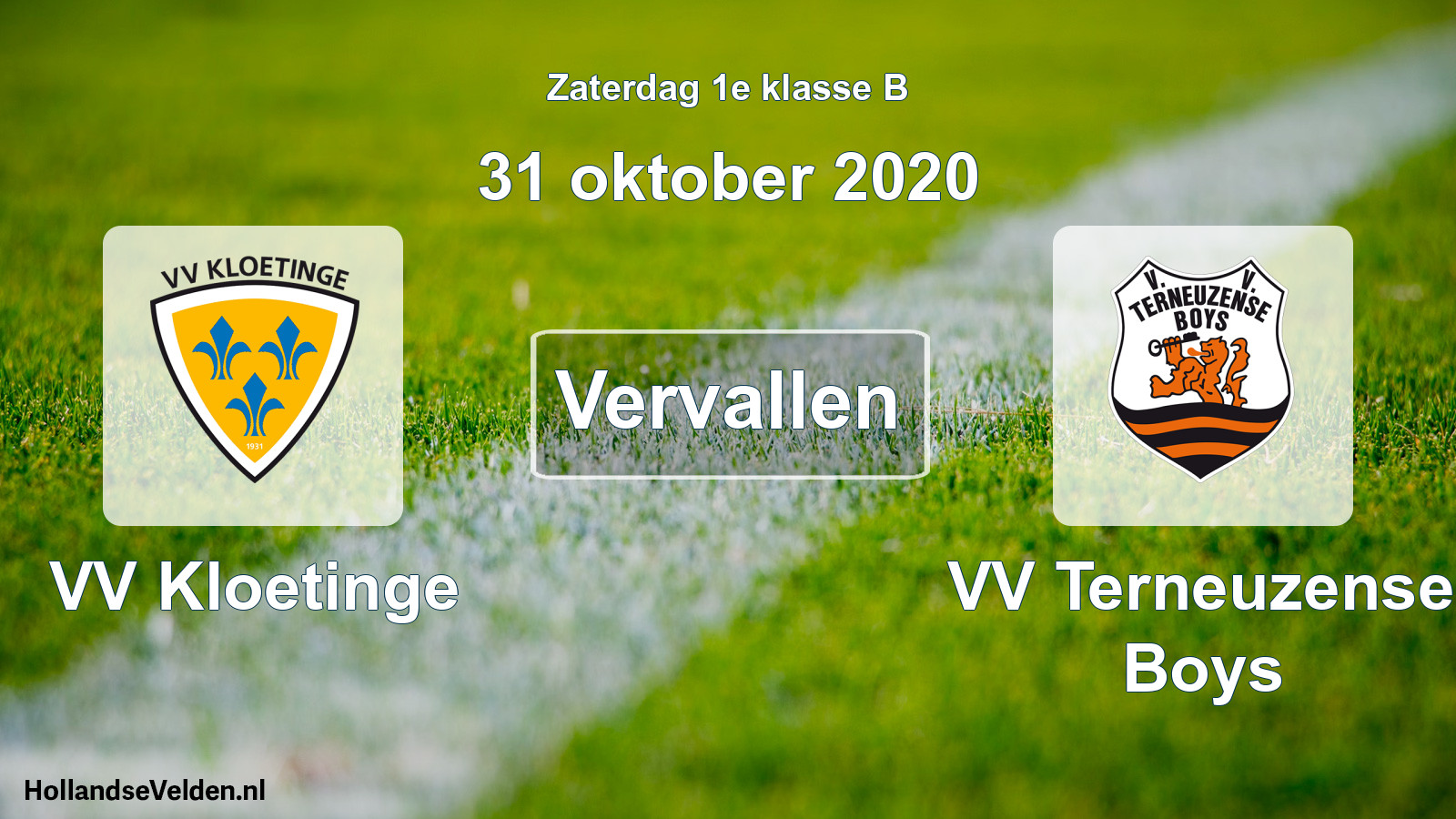 Scheduled Match: VV Kloetinge - VV Terneuzense Boys (31 October 2020)