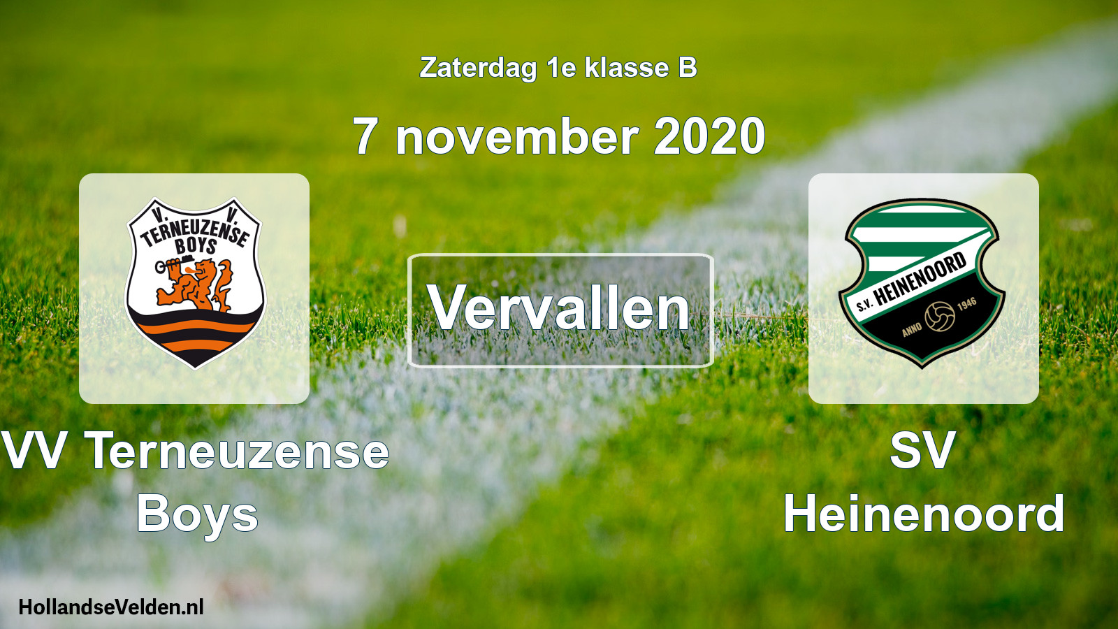 Scheduled Match: VV Terneuzense Boys - SV Heinenoord (7 November 2020)