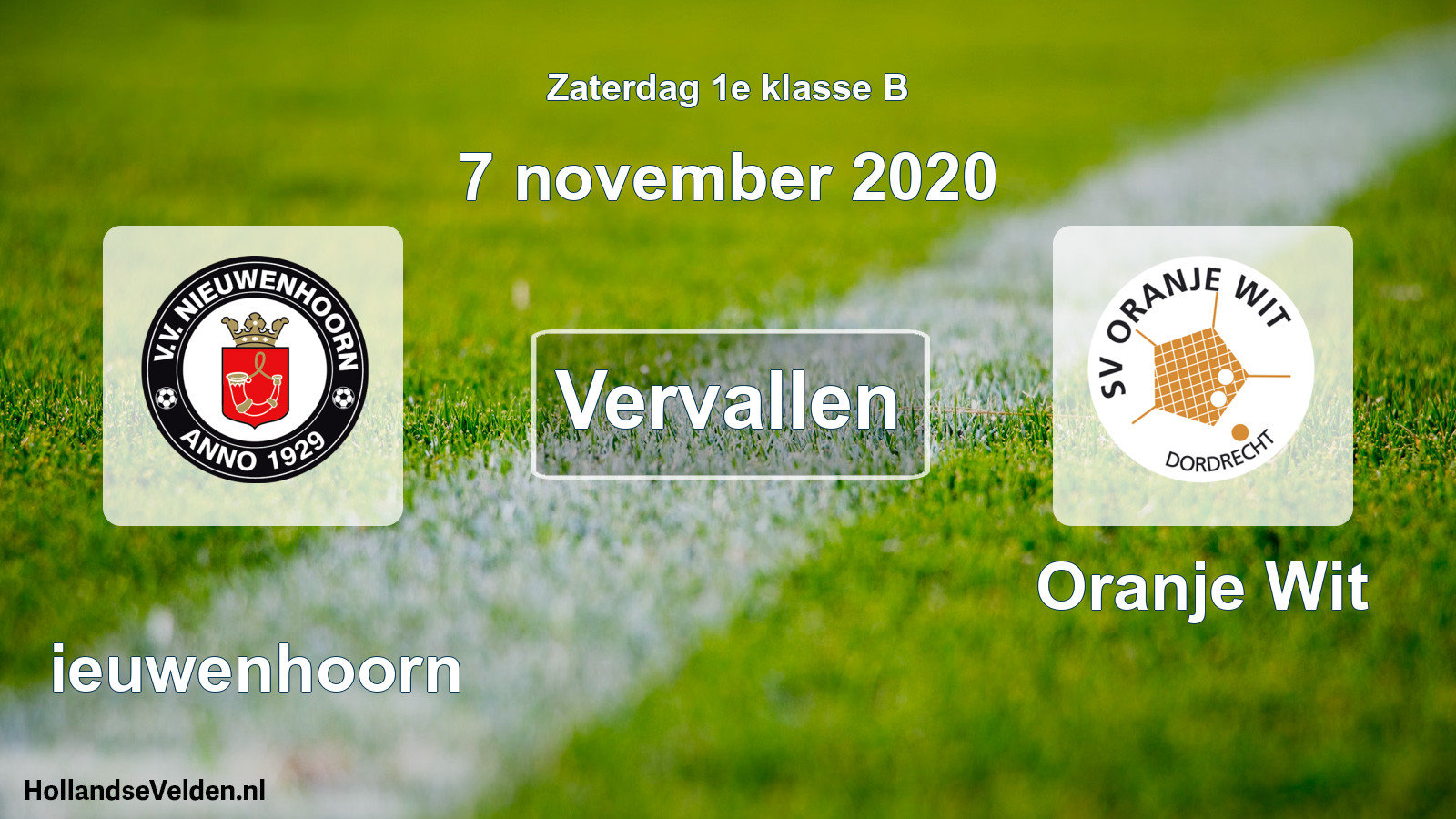 Scheduled Match: Nieuwenhoorn - Oranje Wit (7 November 2020)
