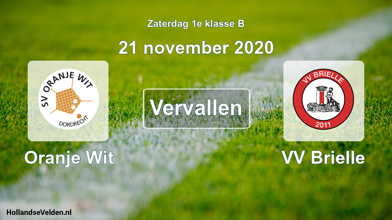 Scheduled Match: Oranje Wit - VV Brielle (21 November 2020)