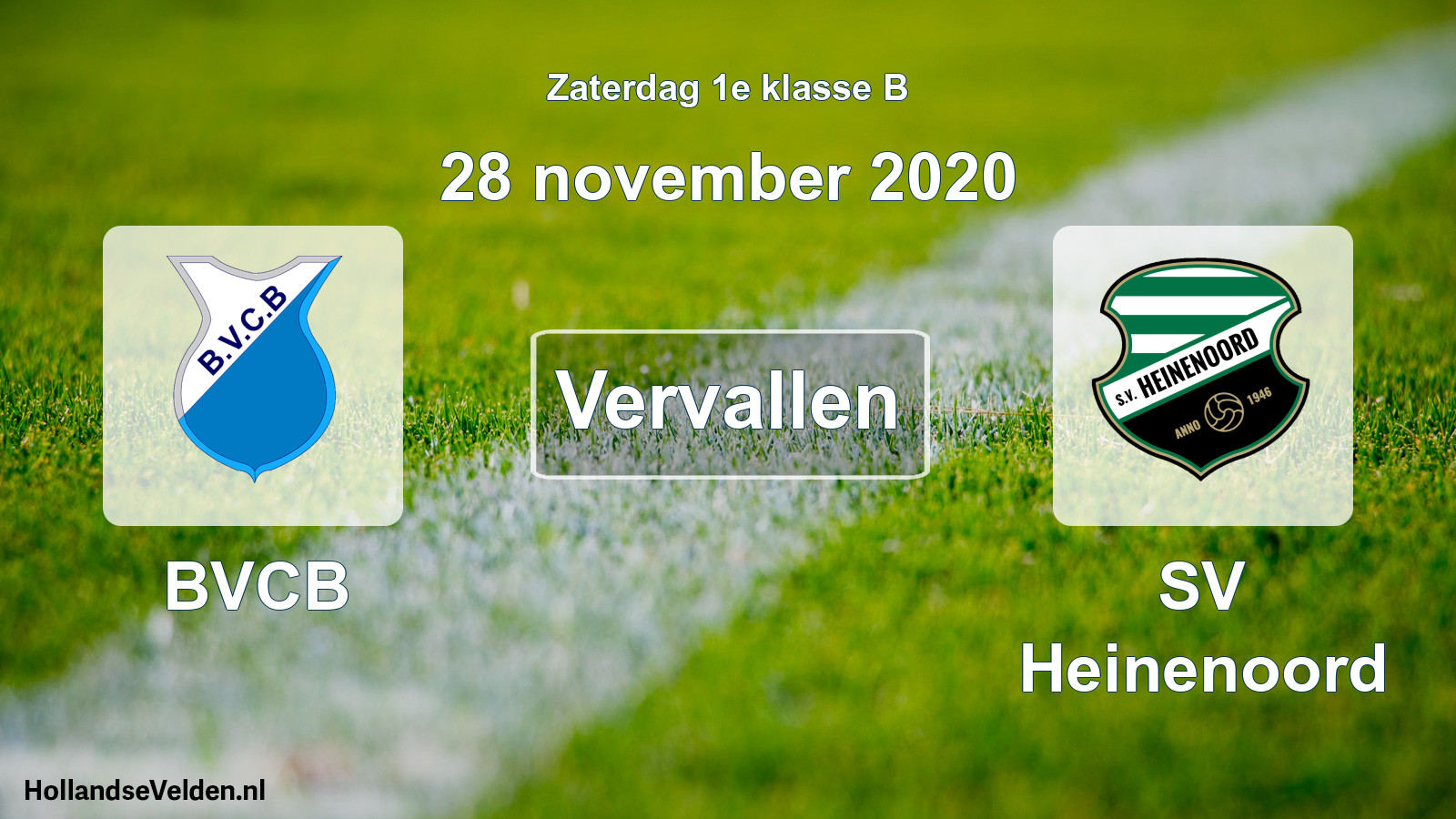 Scheduled Match: BVCB - SV Heinenoord (28 November 2020)