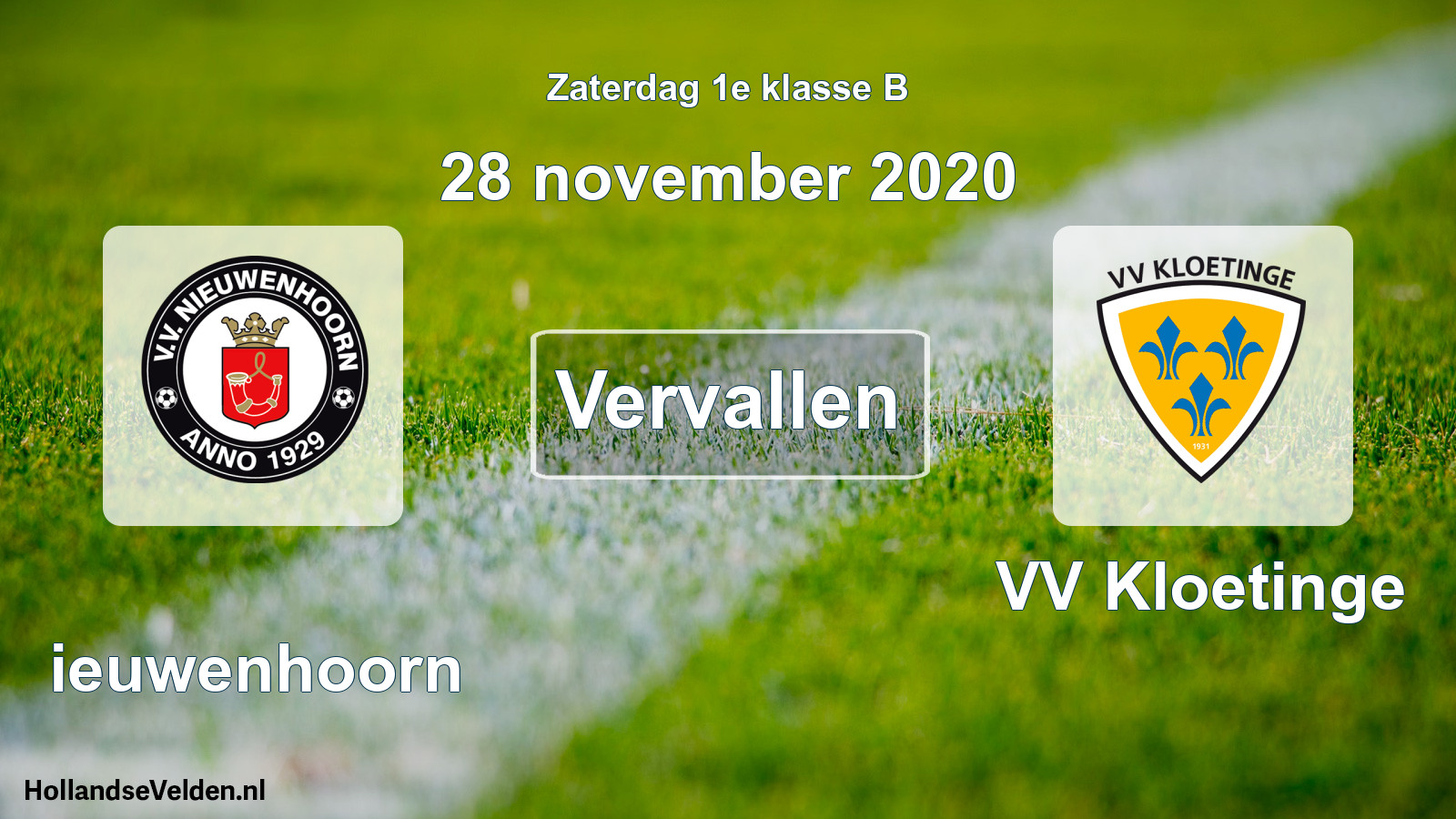 Scheduled Match: Nieuwenhoorn - VV Kloetinge (28 November 2020)