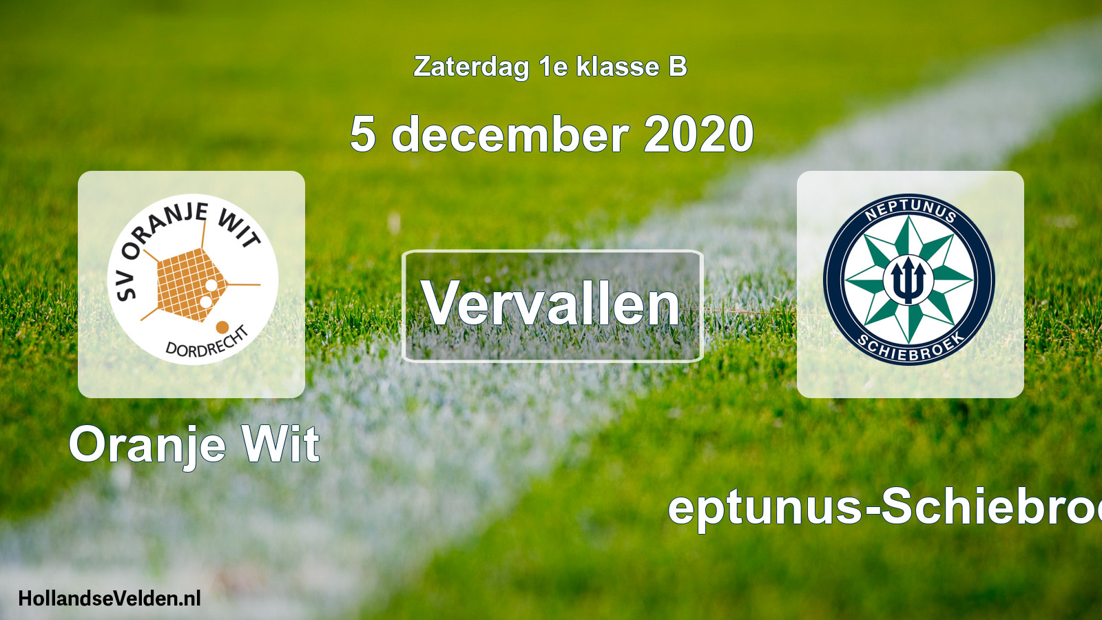 Scheduled Match: Oranje Wit - Neptunus-Schiebroek (5 December 2020)