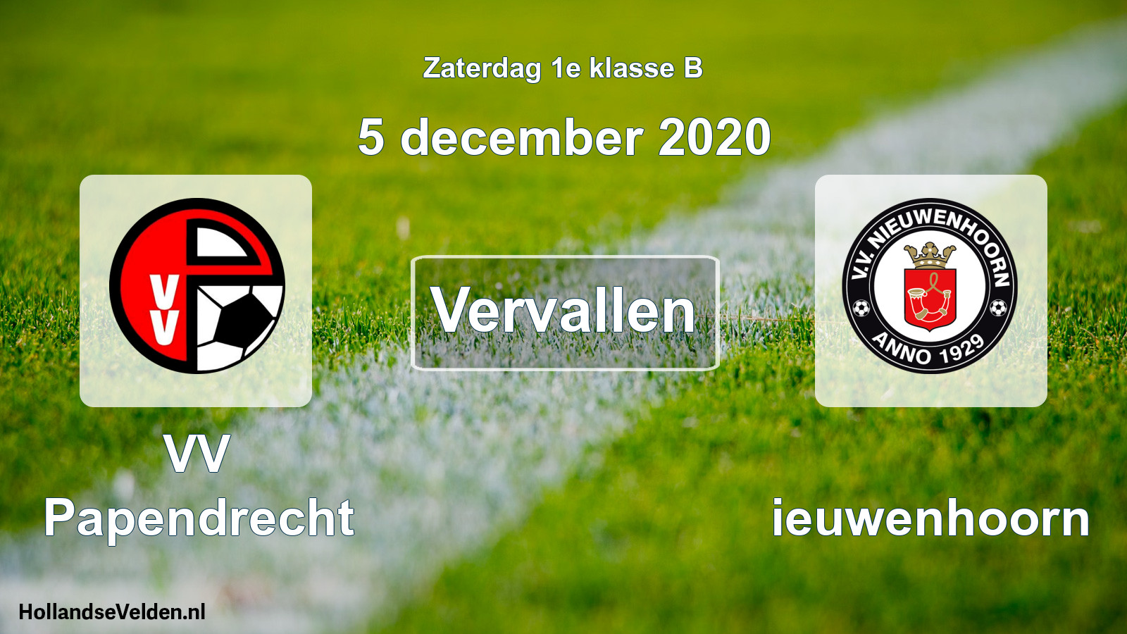 Scheduled Match: VV Papendrecht - Nieuwenhoorn (5 December 2020)