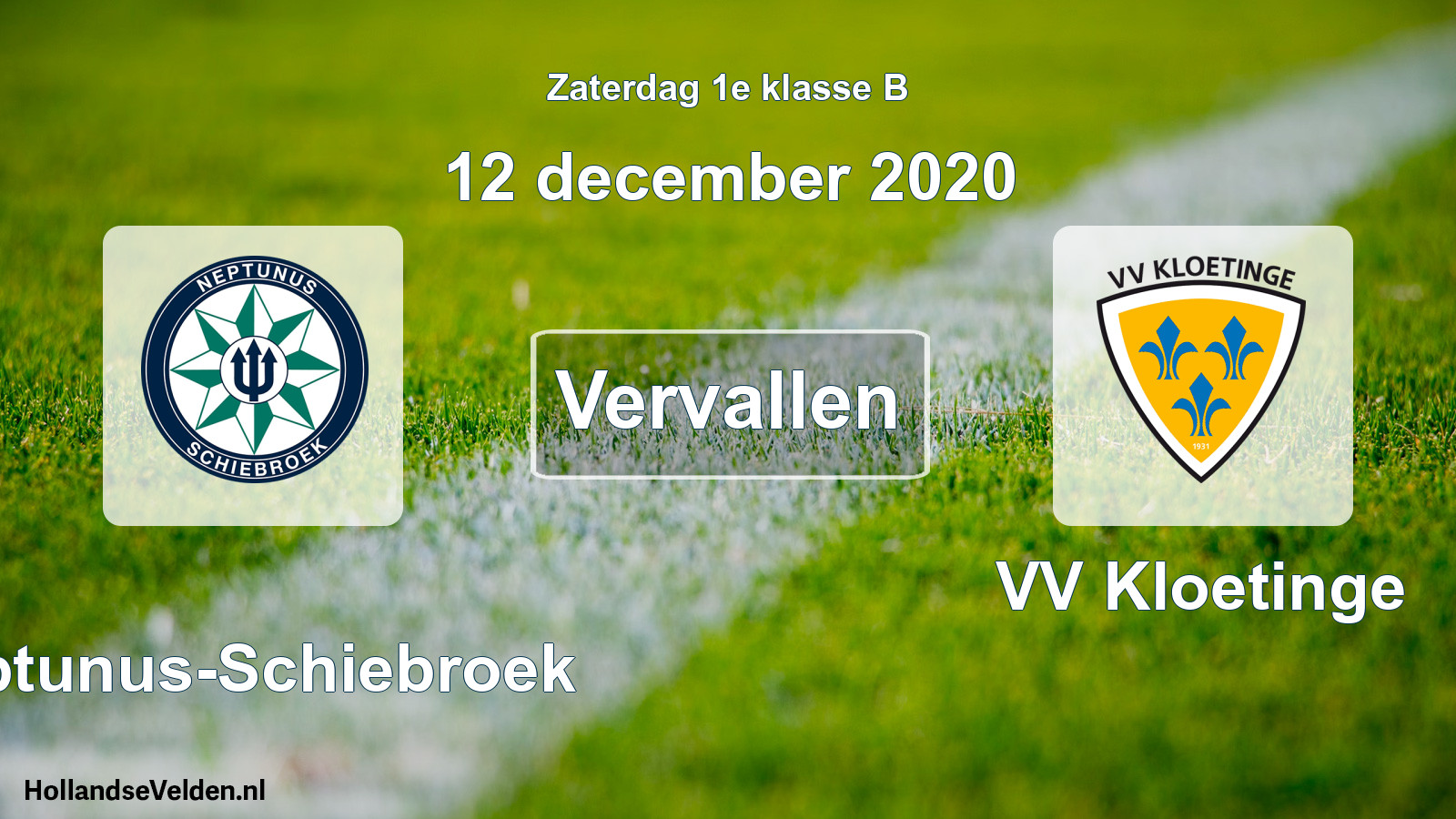 Scheduled Match: Neptunus-Schiebroek - VV Kloetinge (12 December 2020)