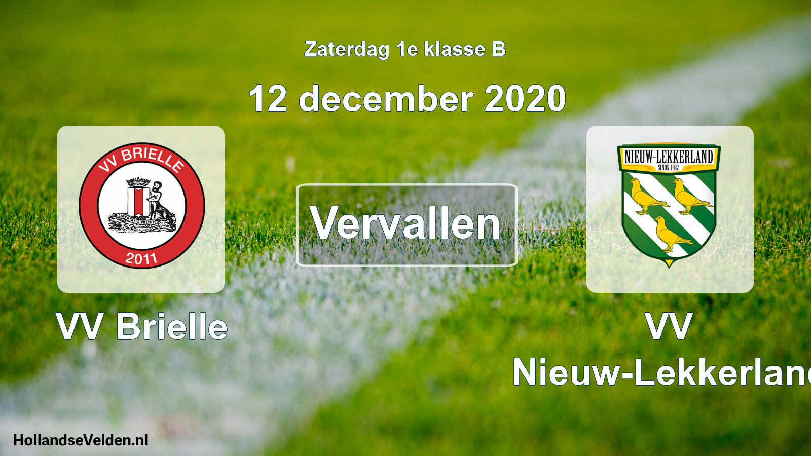 Scheduled Match: VV Brielle - VV Nieuw-Lekkerland (12 December 2020)