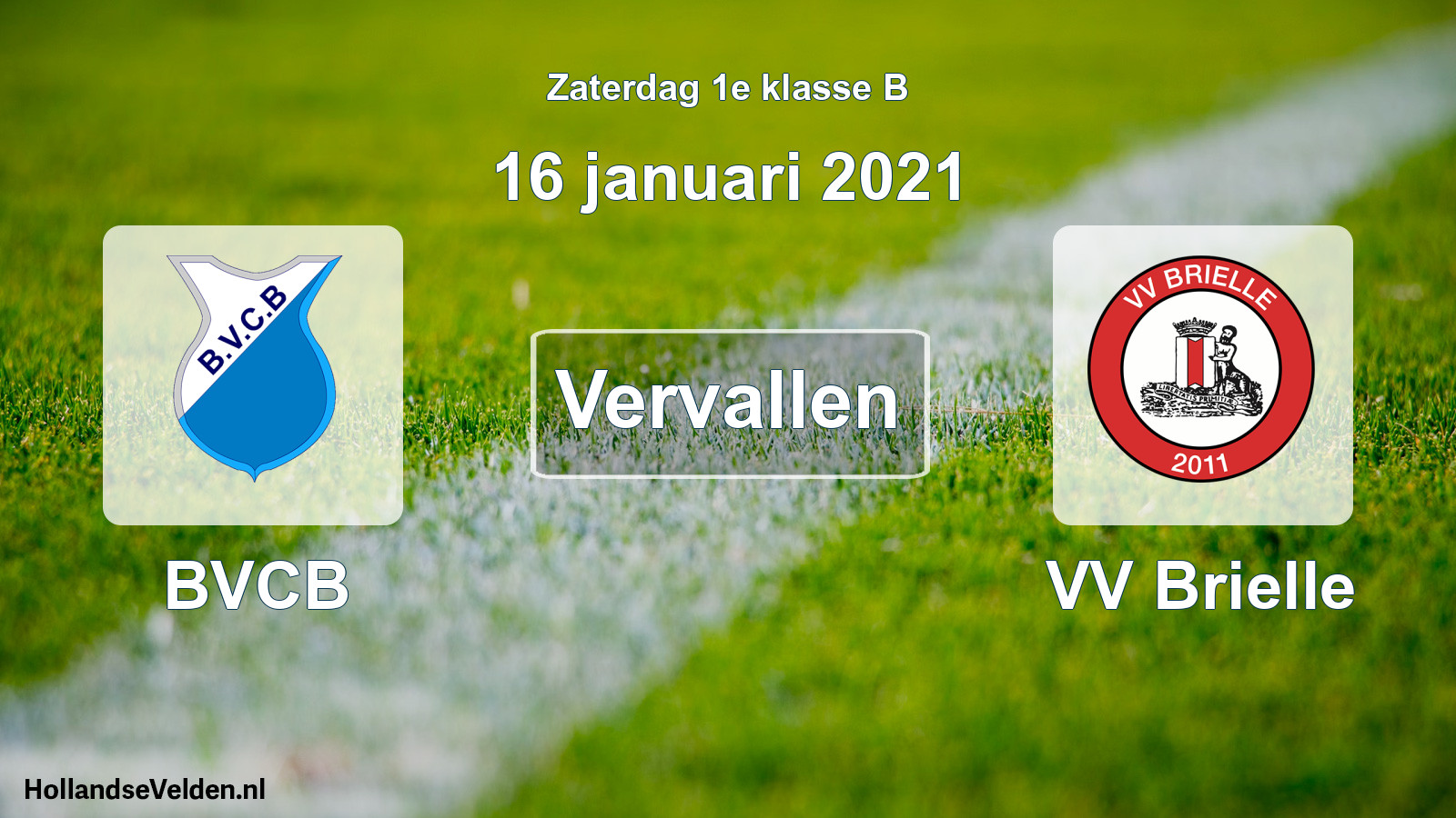 Scheduled Match: BVCB - VV Brielle (16 January 2021)