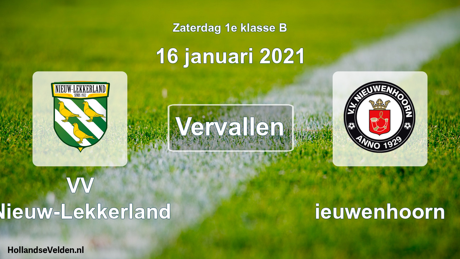 Scheduled Match: VV Nieuw-Lekkerland - Nieuwenhoorn (16 January 2021)