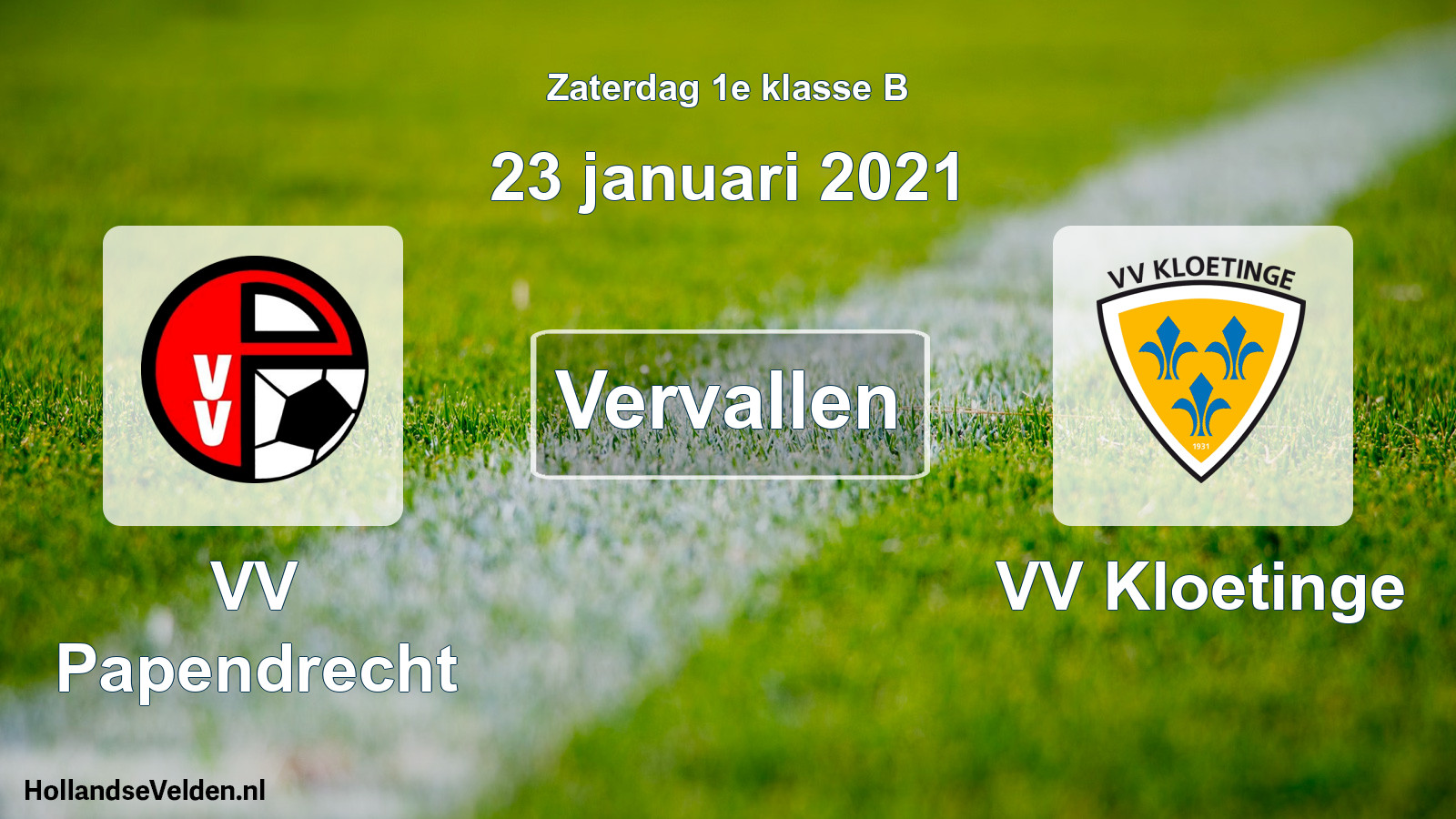 Scheduled Match: VV Papendrecht - VV Kloetinge (23 January 2021)