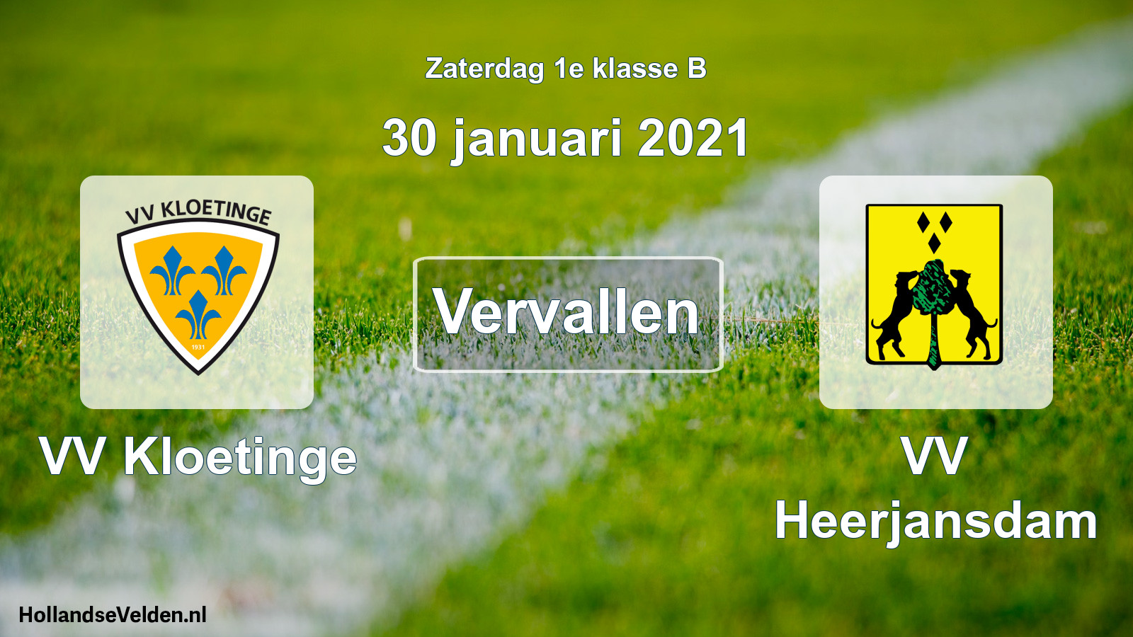 Scheduled Match: VV Kloetinge - VV Heerjansdam (30 January 2021)