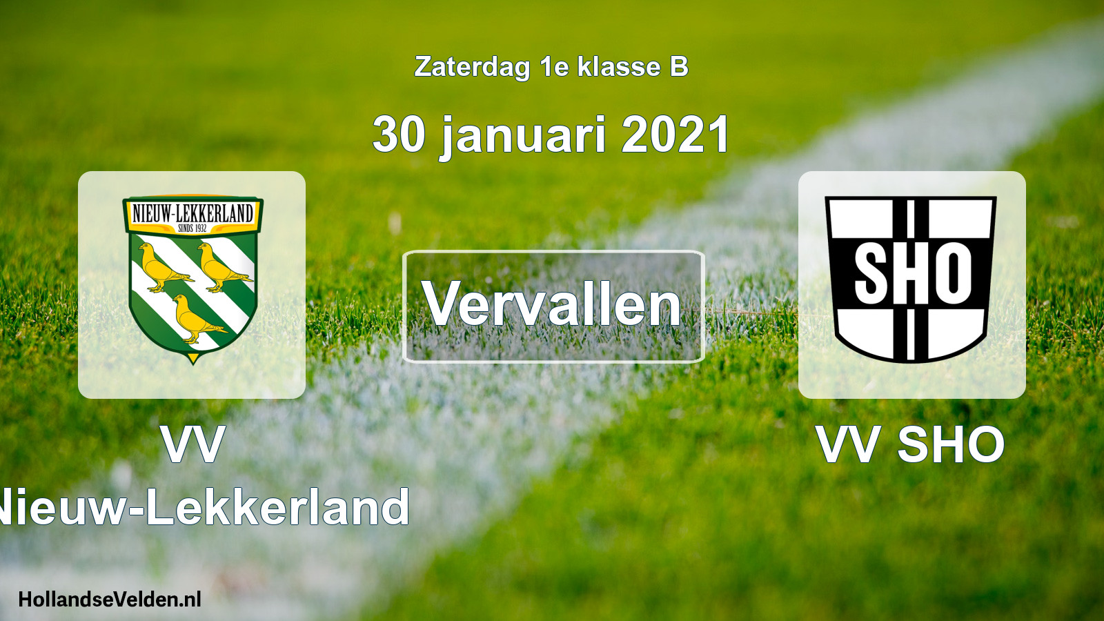 Scheduled Match: VV Nieuw-Lekkerland - VV SHO (30 January 2021)