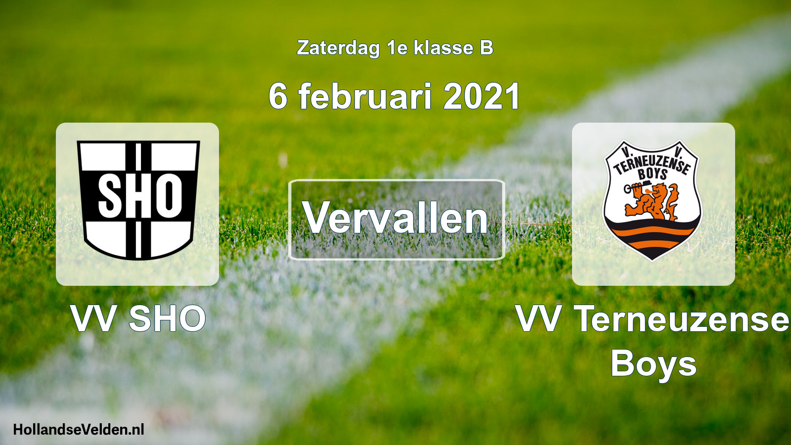 Scheduled Match: VV SHO - VV Terneuzense Boys (6 February 2021)