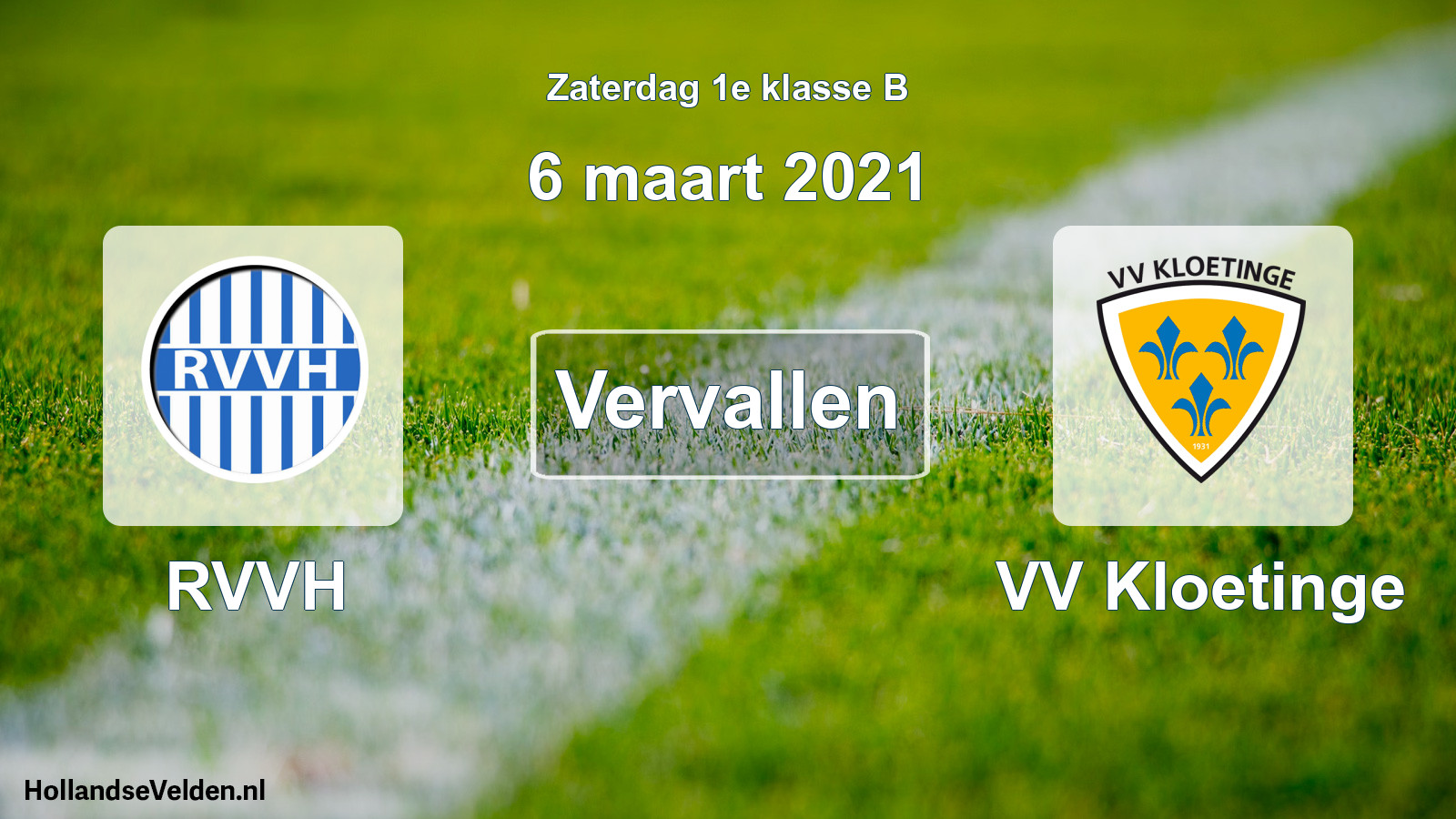 Scheduled Match: RVVH - VV Kloetinge (6 March 2021)