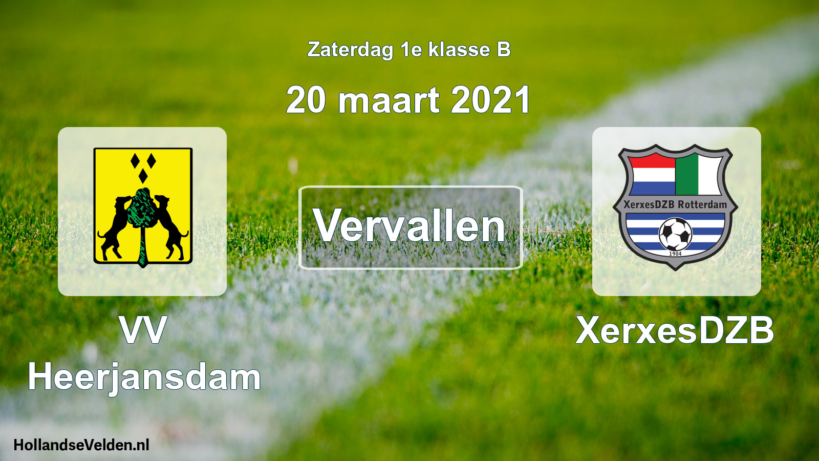 Scheduled Match: VV Heerjansdam - XerxesDZB (20 March 2021)