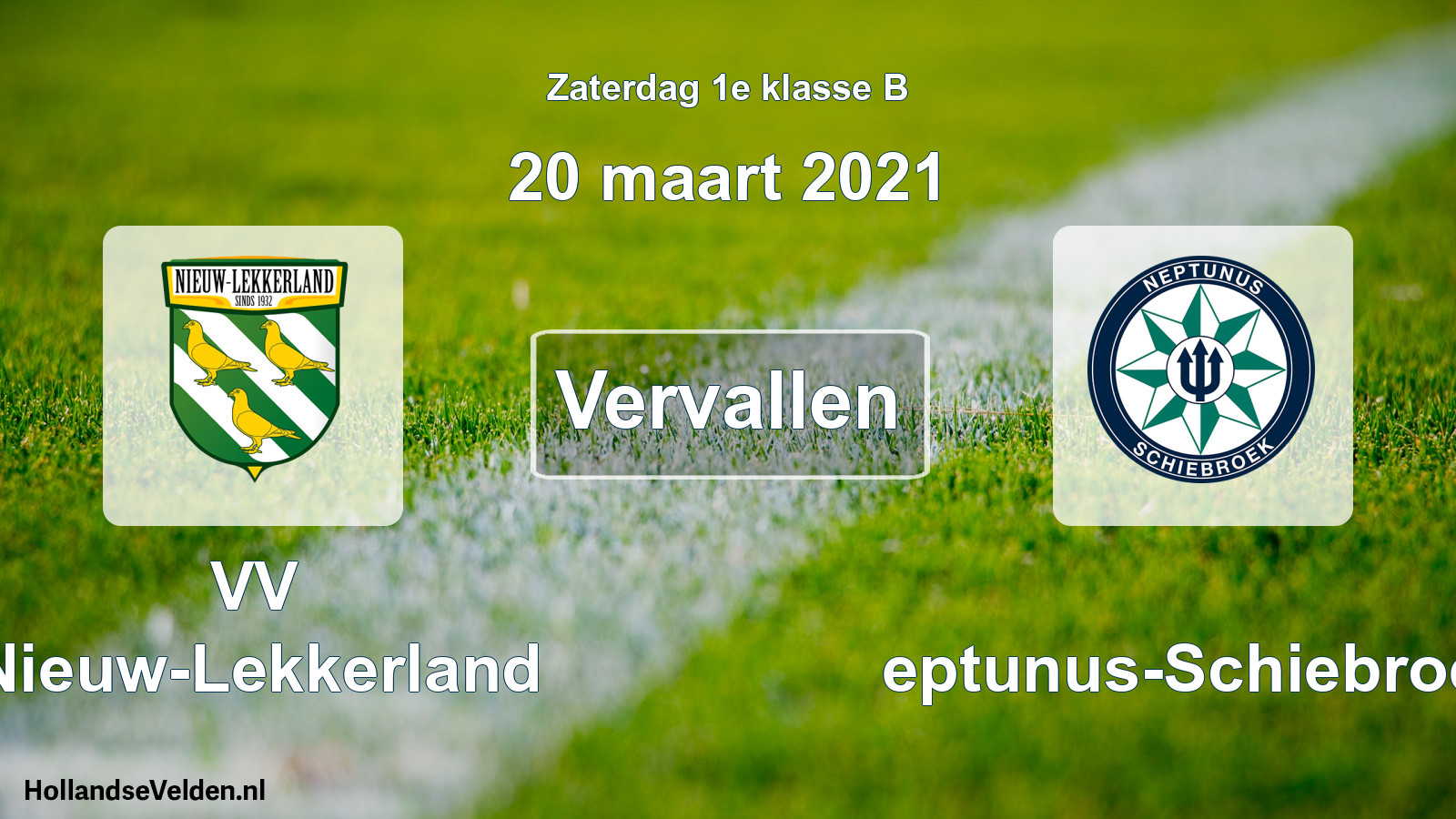 Scheduled Match: VV Nieuw-Lekkerland - Neptunus-Schiebroek (20 March 2021)