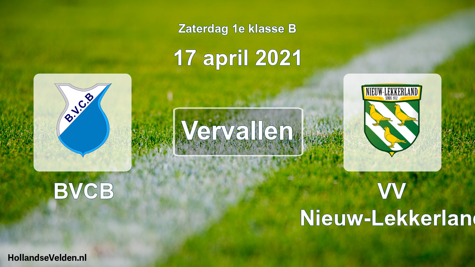 Scheduled Match: BVCB - VV Nieuw-Lekkerland (17 April 2021)