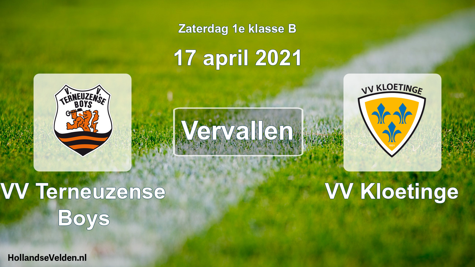 Scheduled Match: VV Terneuzense Boys - VV Kloetinge (17 April 2021)