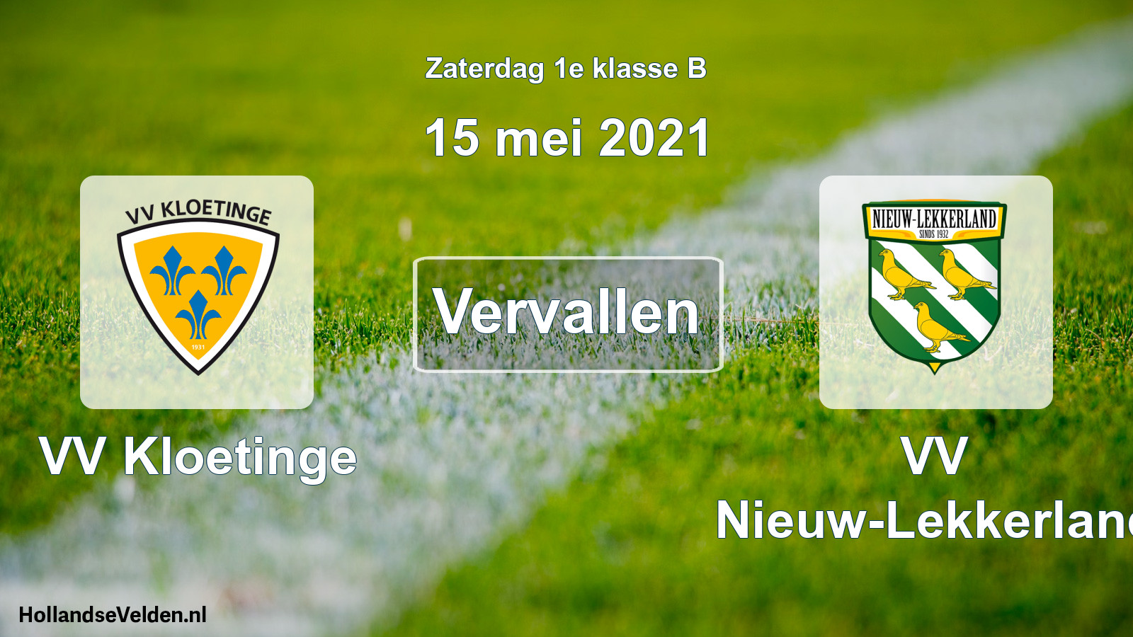 Scheduled Match: VV Kloetinge - VV Nieuw-Lekkerland (15 May 2021)