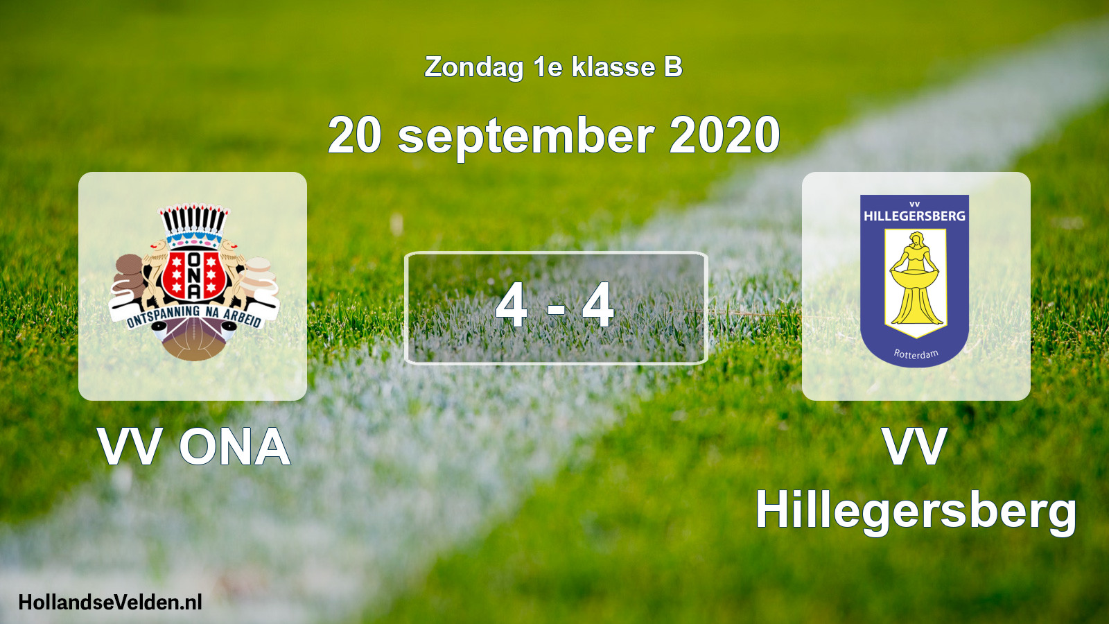 Total number of matches played: VV ONA - VV Hillegersberg 4 - 4 (20 September 2020)