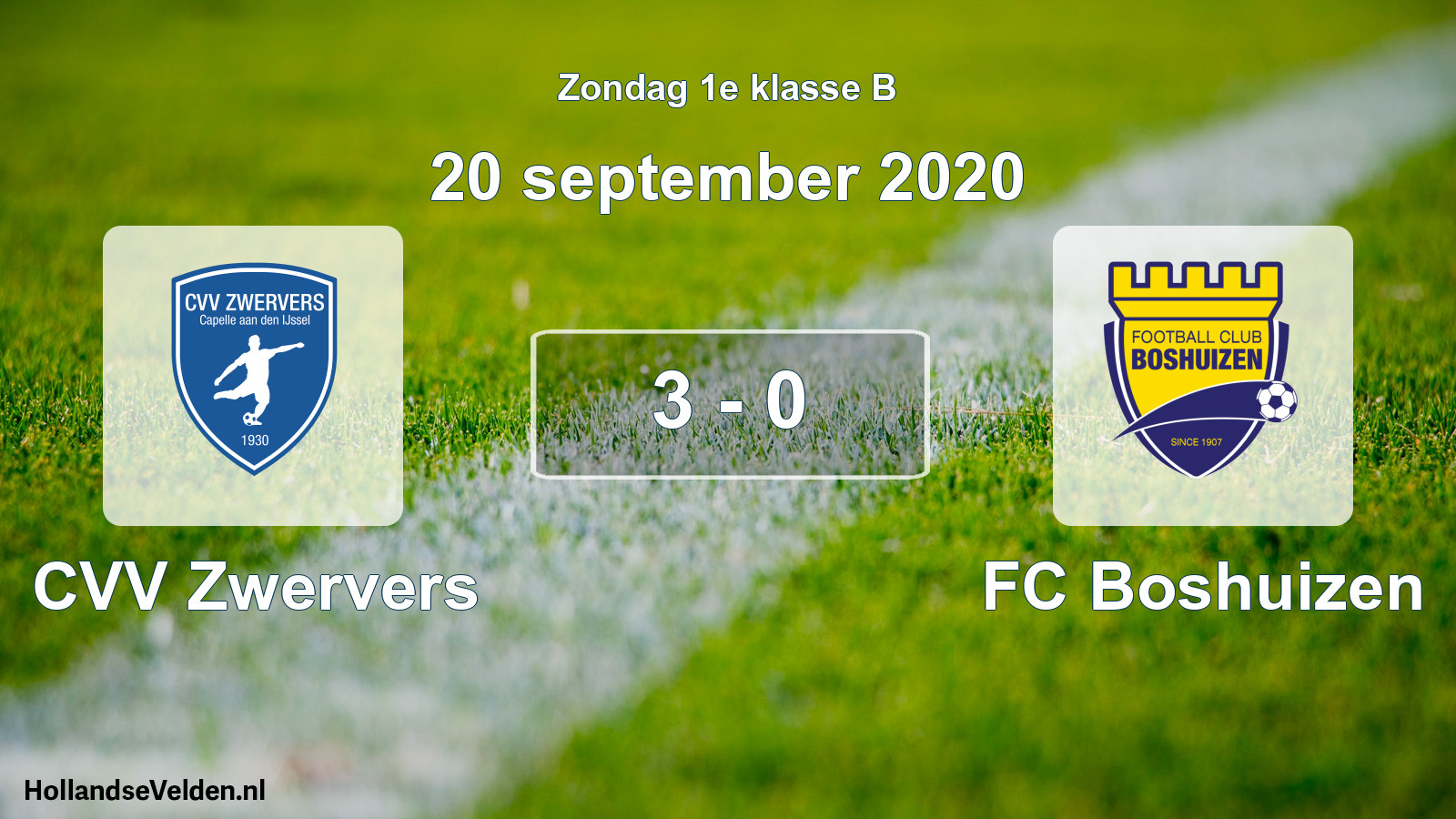 Total number of matches played: CVV Zwervers - FC Boshuizen 3 - 0 (20 September 2020)
