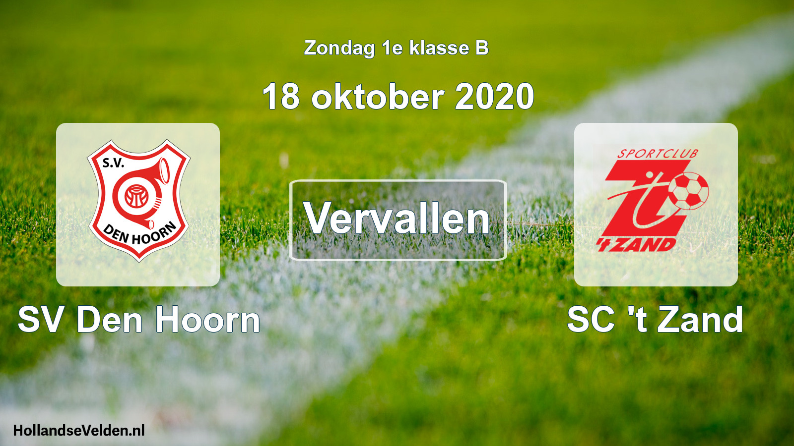 Scheduled Match: SV Den Hoorn - SC 't Zand (18 October 2020)