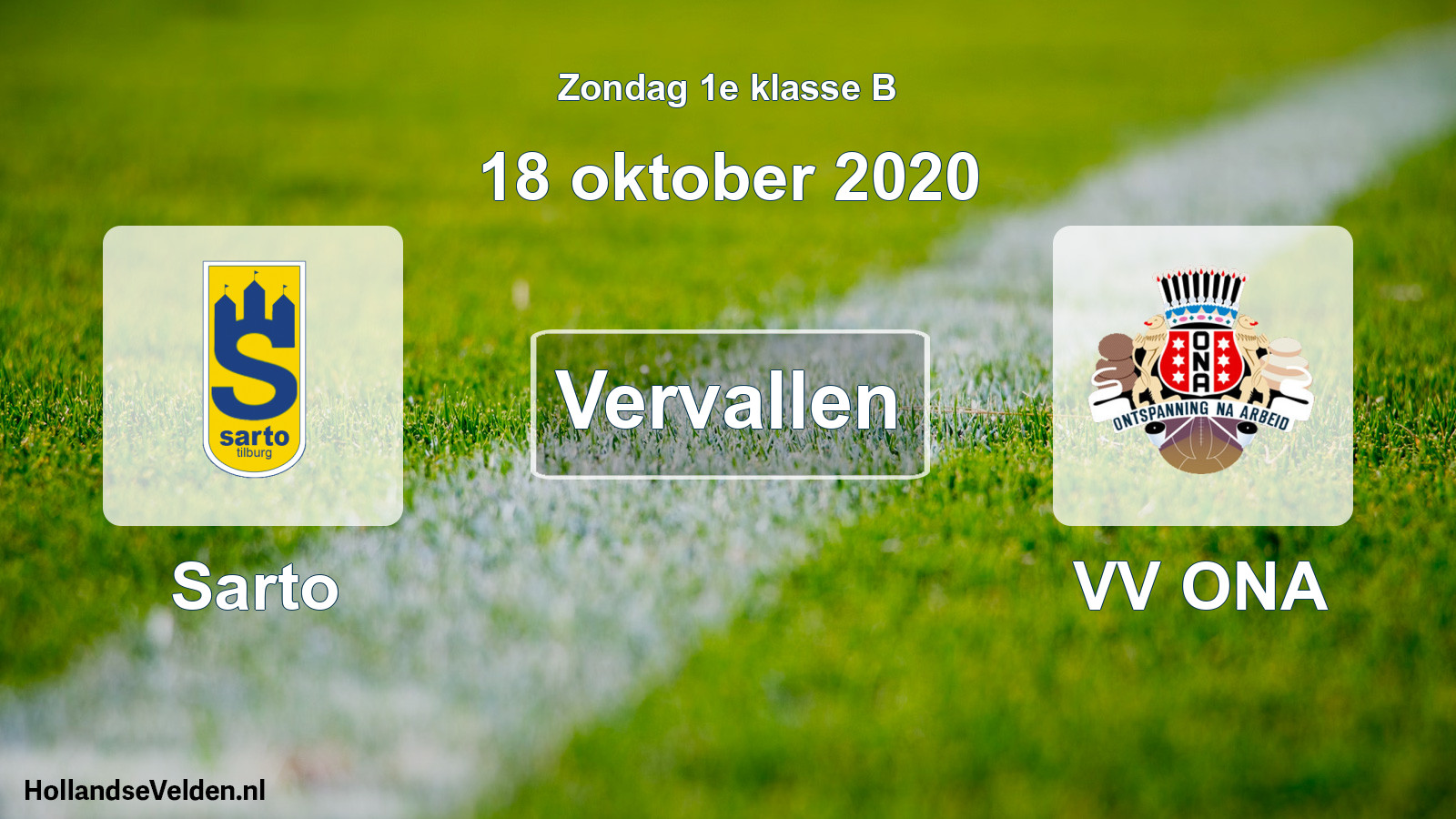 Scheduled Match: Sarto - VV ONA (18 October 2020)