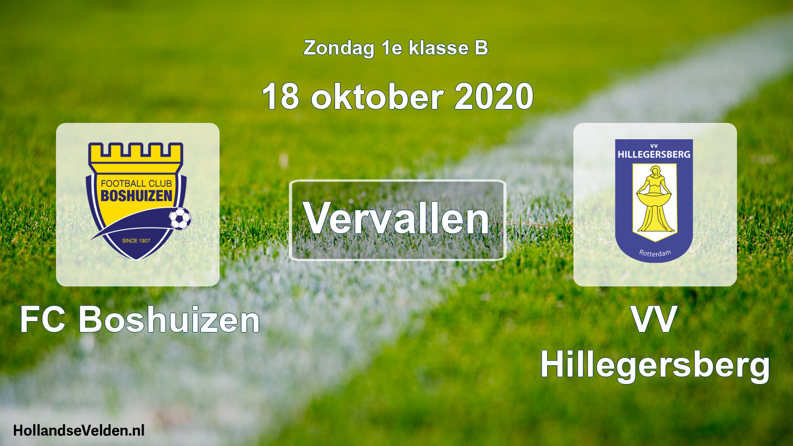 Scheduled Match: FC Boshuizen - VV Hillegersberg (18 October 2020)
