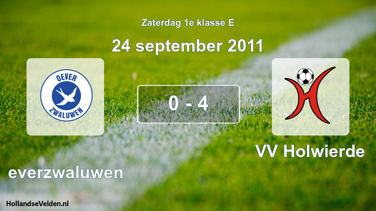 Total number of matches played: Oeverzwaluwen - VV Holwierde 0 - 4 (24 September 2011)