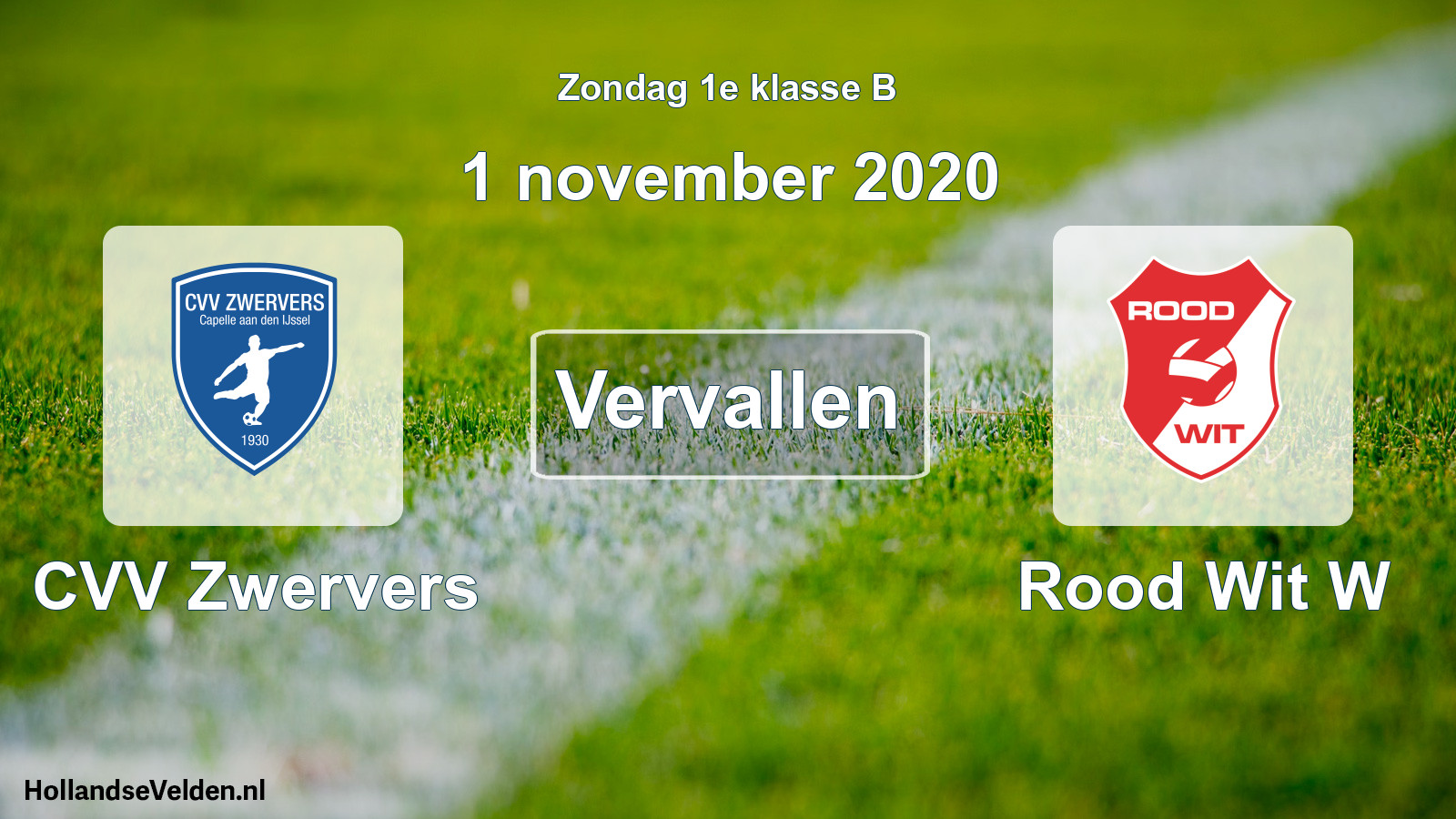 Scheduled Match: CVV Zwervers - Rood Wit W (1 November 2020)