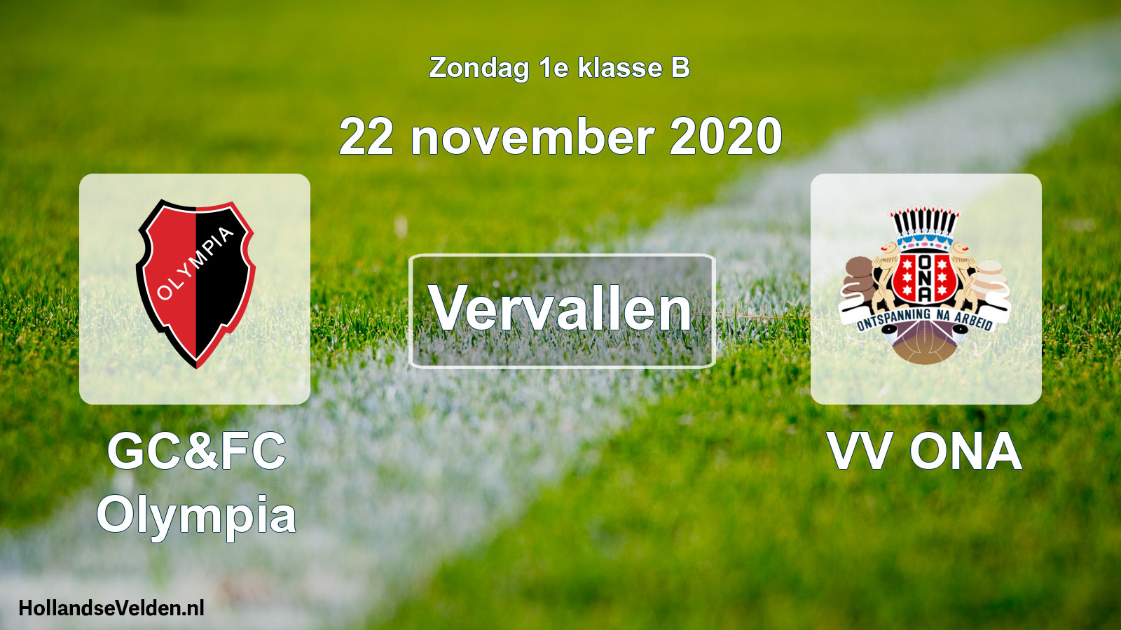 Scheduled Match: GC&FC Olympia - VV ONA (22 November 2020)