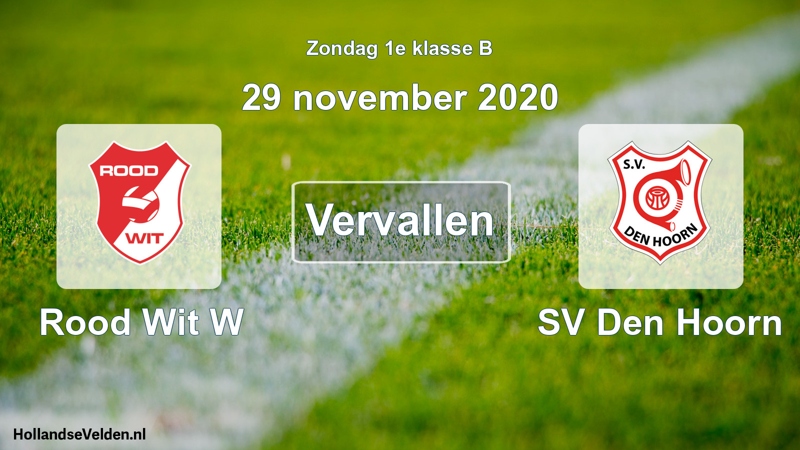 Scheduled Match: Rood Wit W - SV Den Hoorn (29 November 2020)