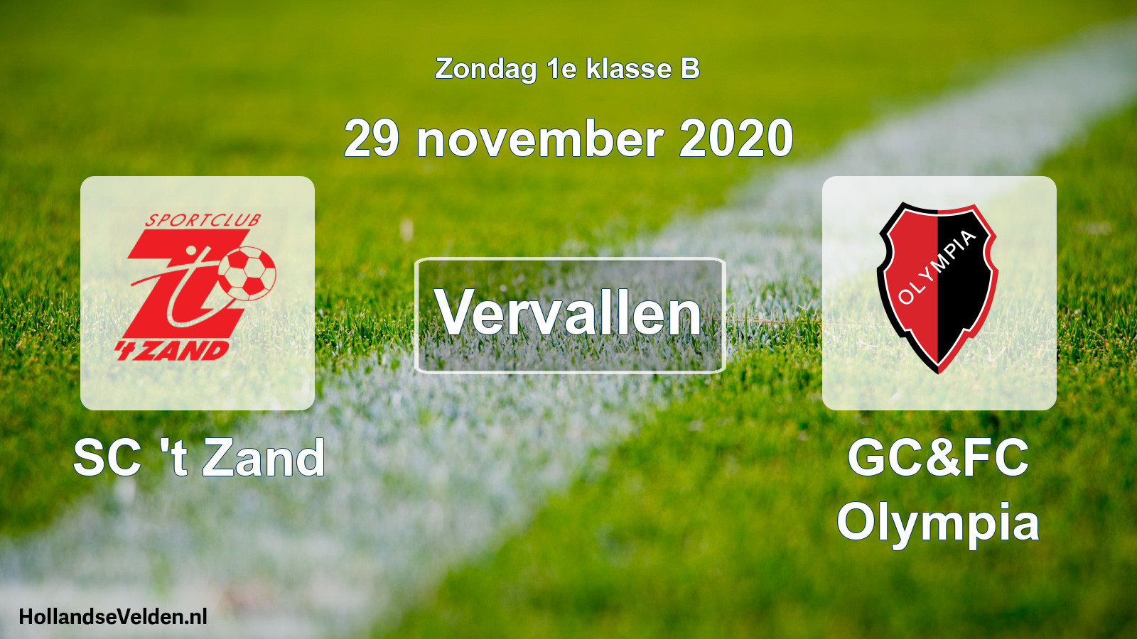 Scheduled Match: SC 't Zand - GC&FC Olympia (29 November 2020)